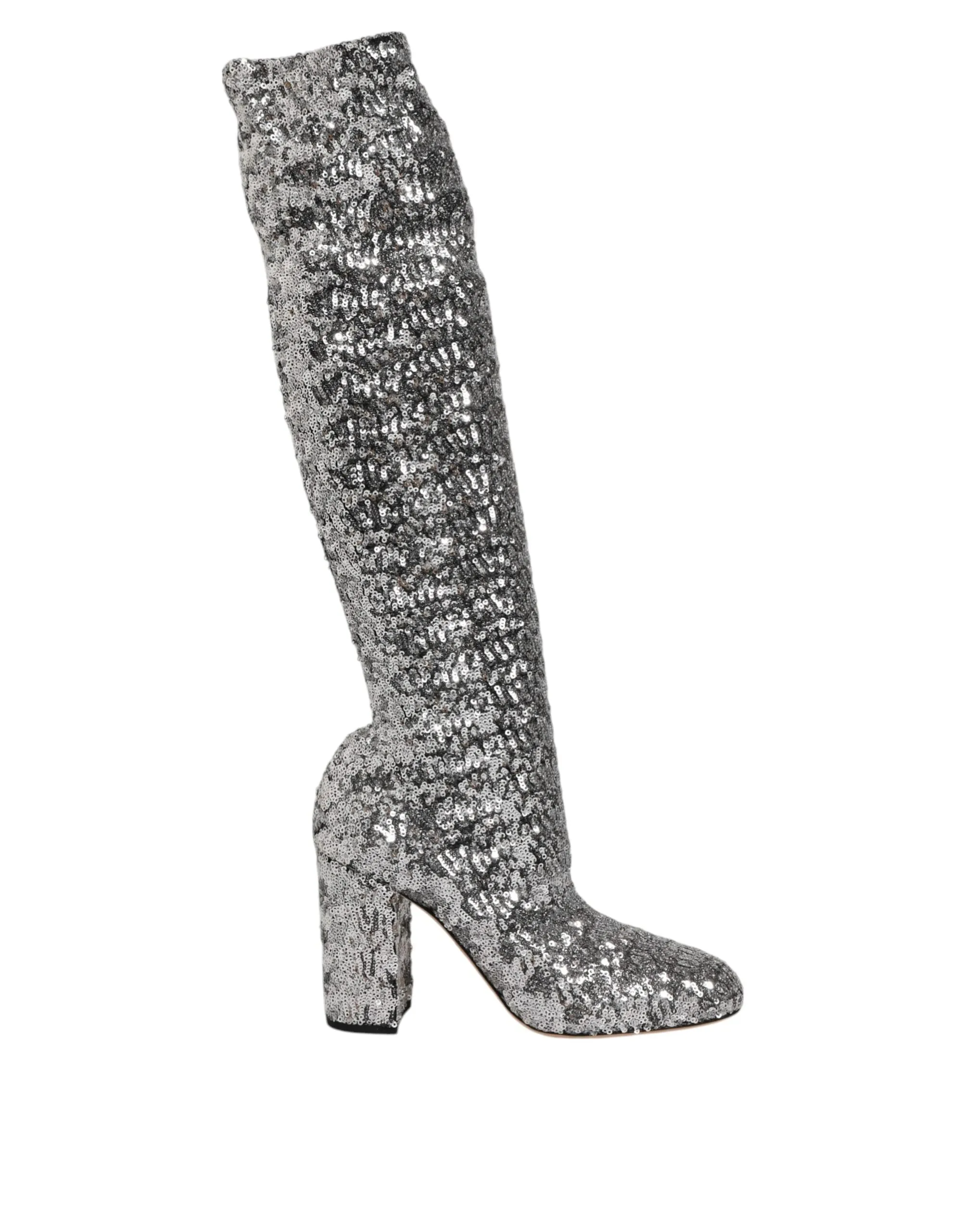 Dolce & Gabbana Shoes Silver Sequins Glitter High Heel Boot Shoes sold by Siebentaschen