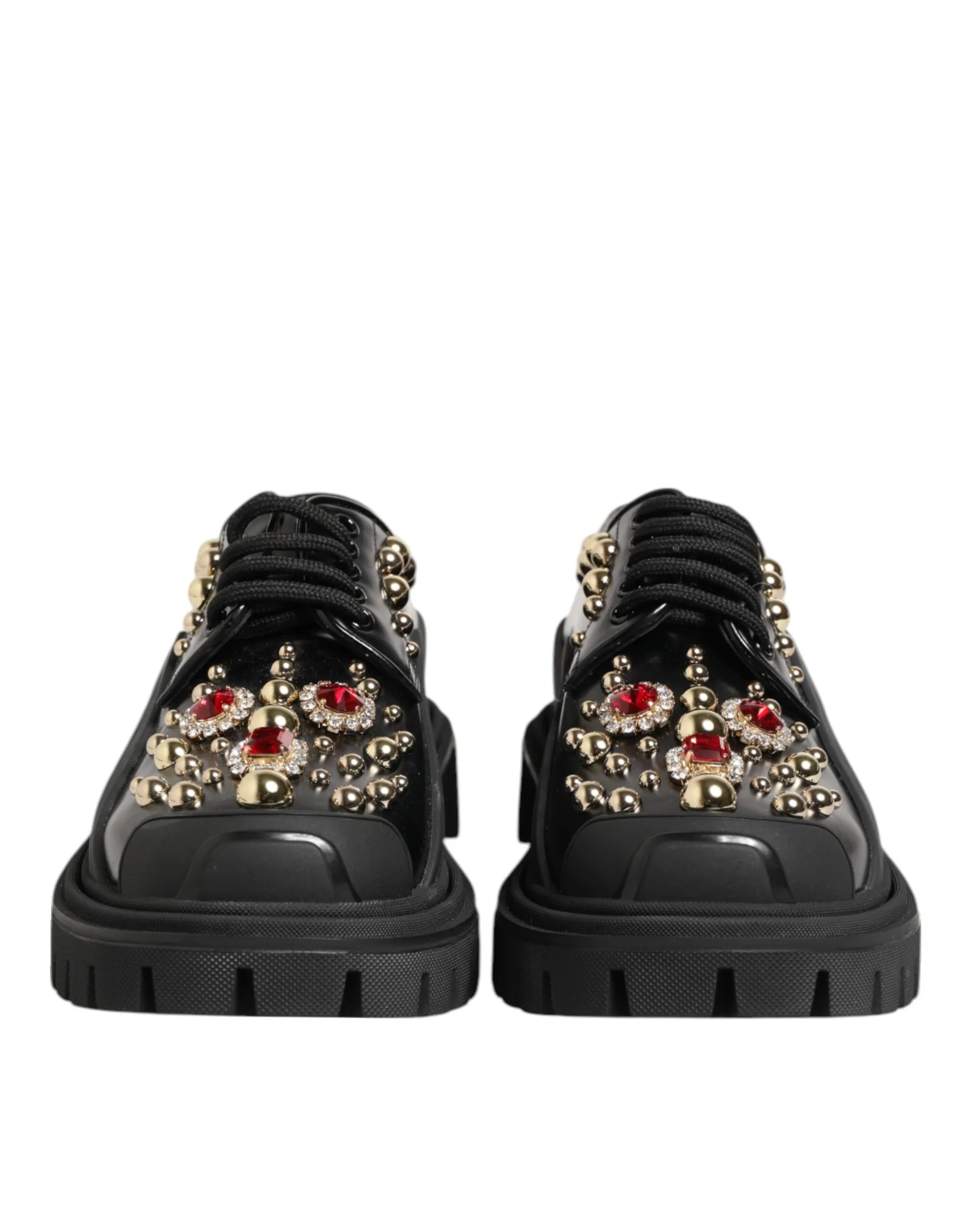 Dolce & Gabbana Black Leather Jeweled Crystals Derby Shoes sold by Siebentaschen product image thumbnail 4