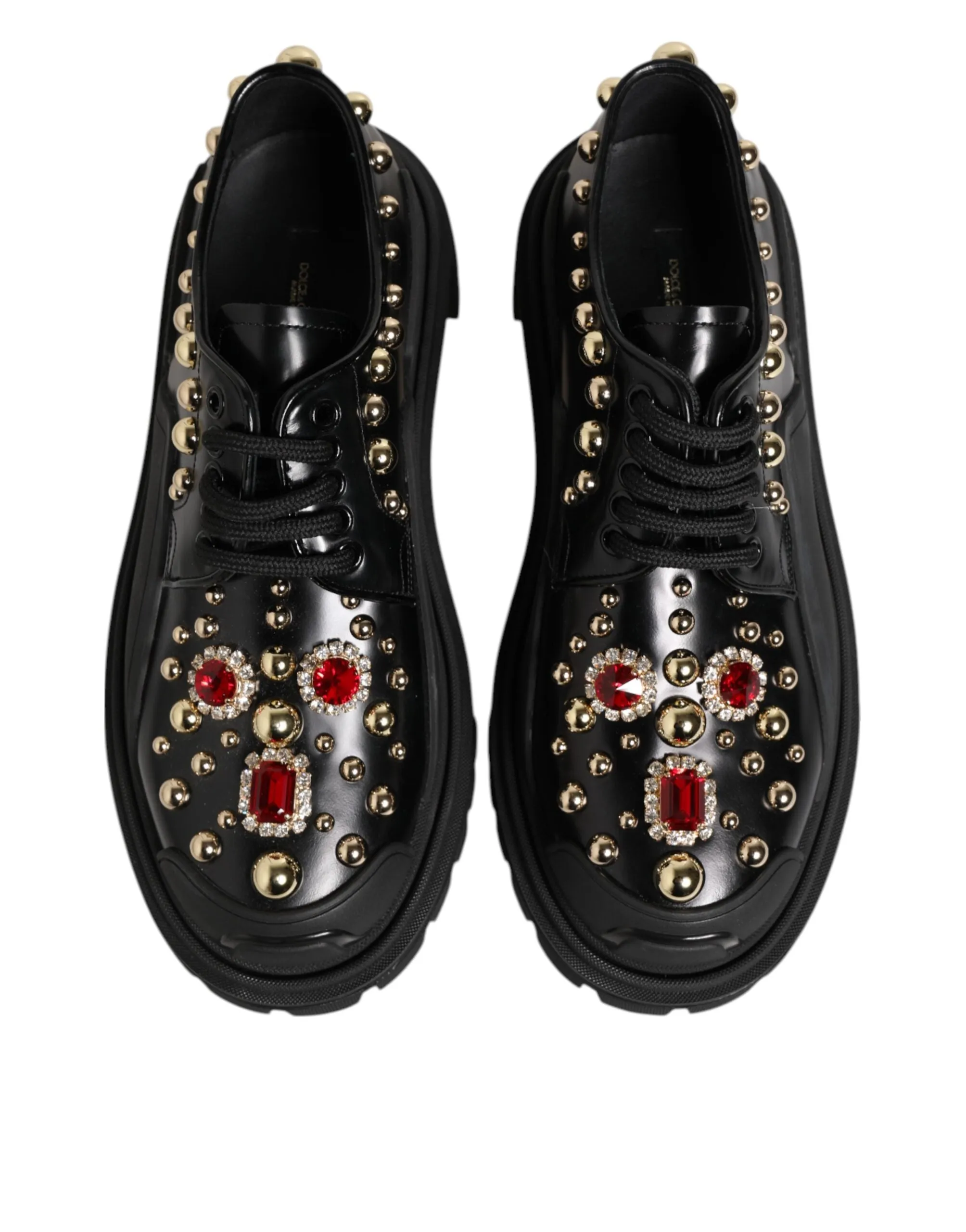 Dolce & Gabbana Black Leather Jeweled Crystals Derby Shoes sold by Siebentaschen product image thumbnail 5