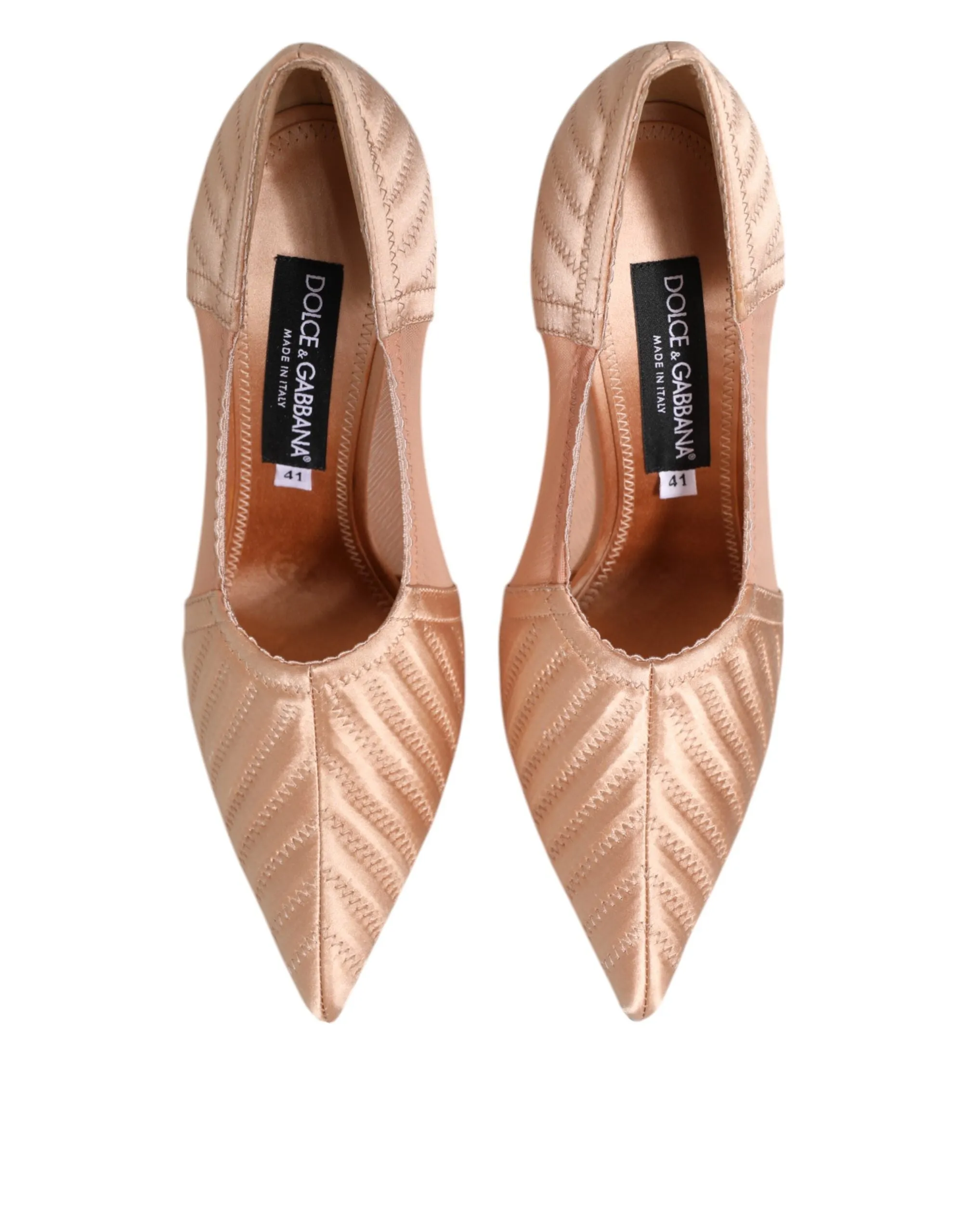 Dolce & Gabbana Cipria Nude Satin Mesh Stiletto Pumps Shoes sold by Siebentaschen product image thumbnail 3