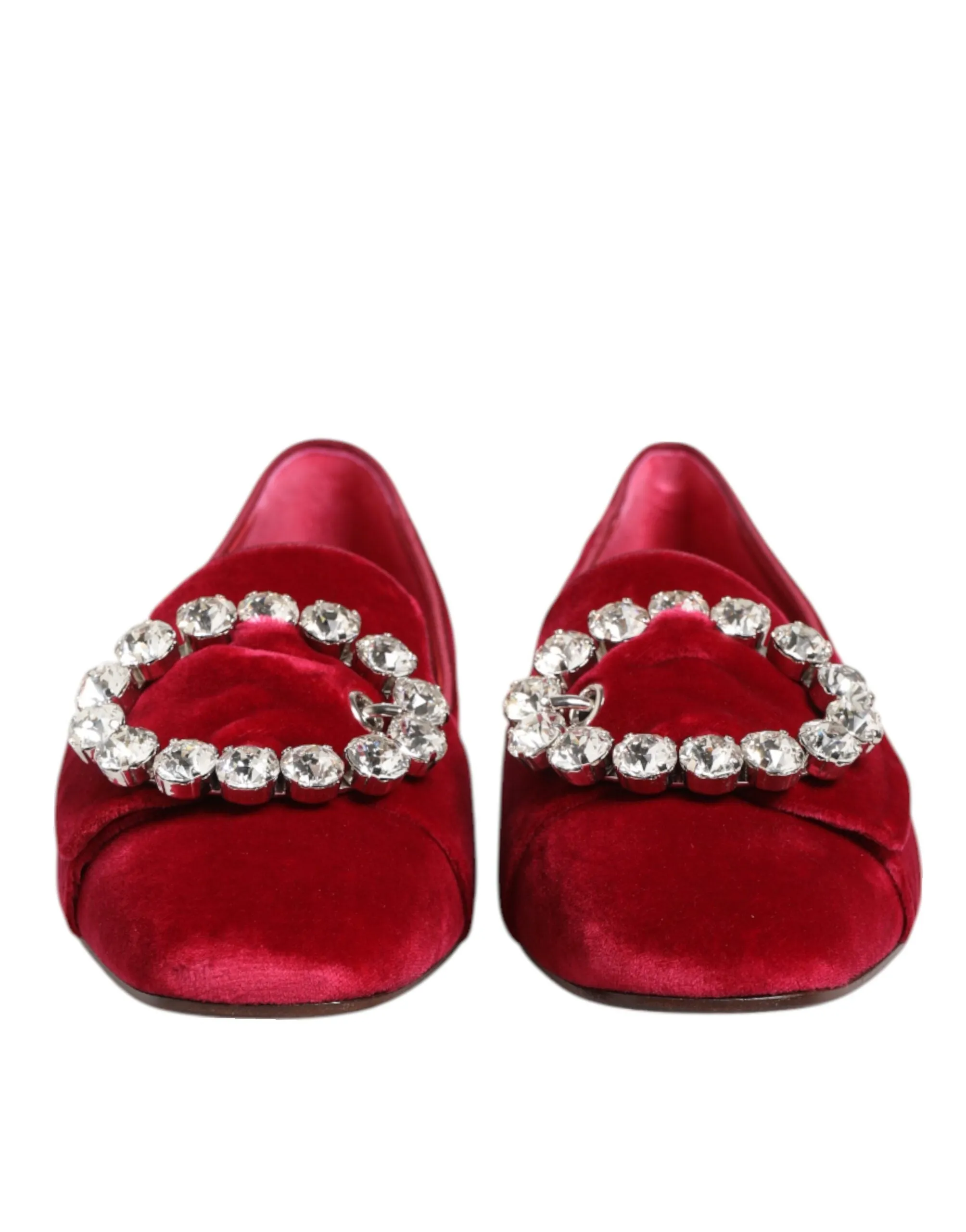 Dolce & Gabbana Red Velvet Crystal Buckle Loafers Flats Shoes sold by Siebentaschen product image thumbnail 3