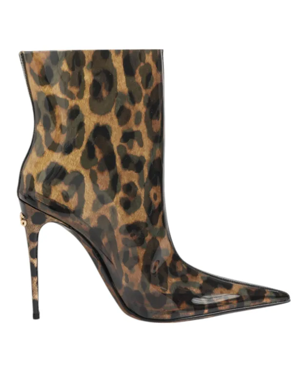 Dolce & Gabbana Leopard Print PVC Pointed Toe Boots Shoes sold by Siebentaschen