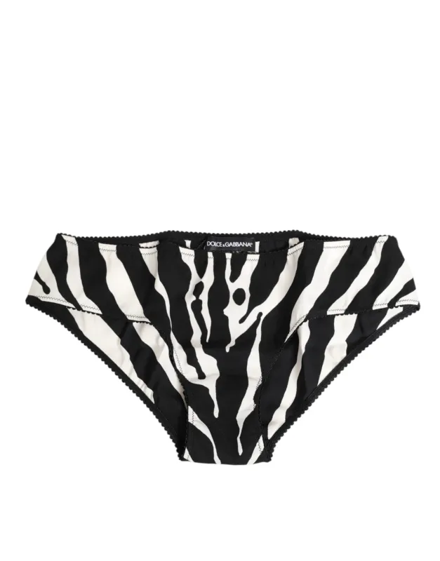 Dolce & Gabbana Black White Zebra Print Slip Briefs Underwear sold by Siebentaschen