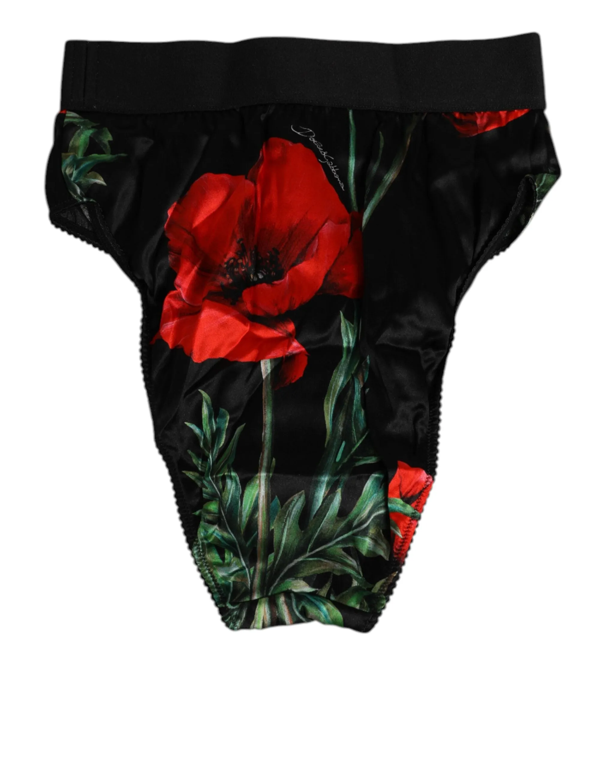Dolce & Gabbana Black Floral Print High Waist Sheer Mesh Underwear sold by Siebentaschen product image thumbnail 5