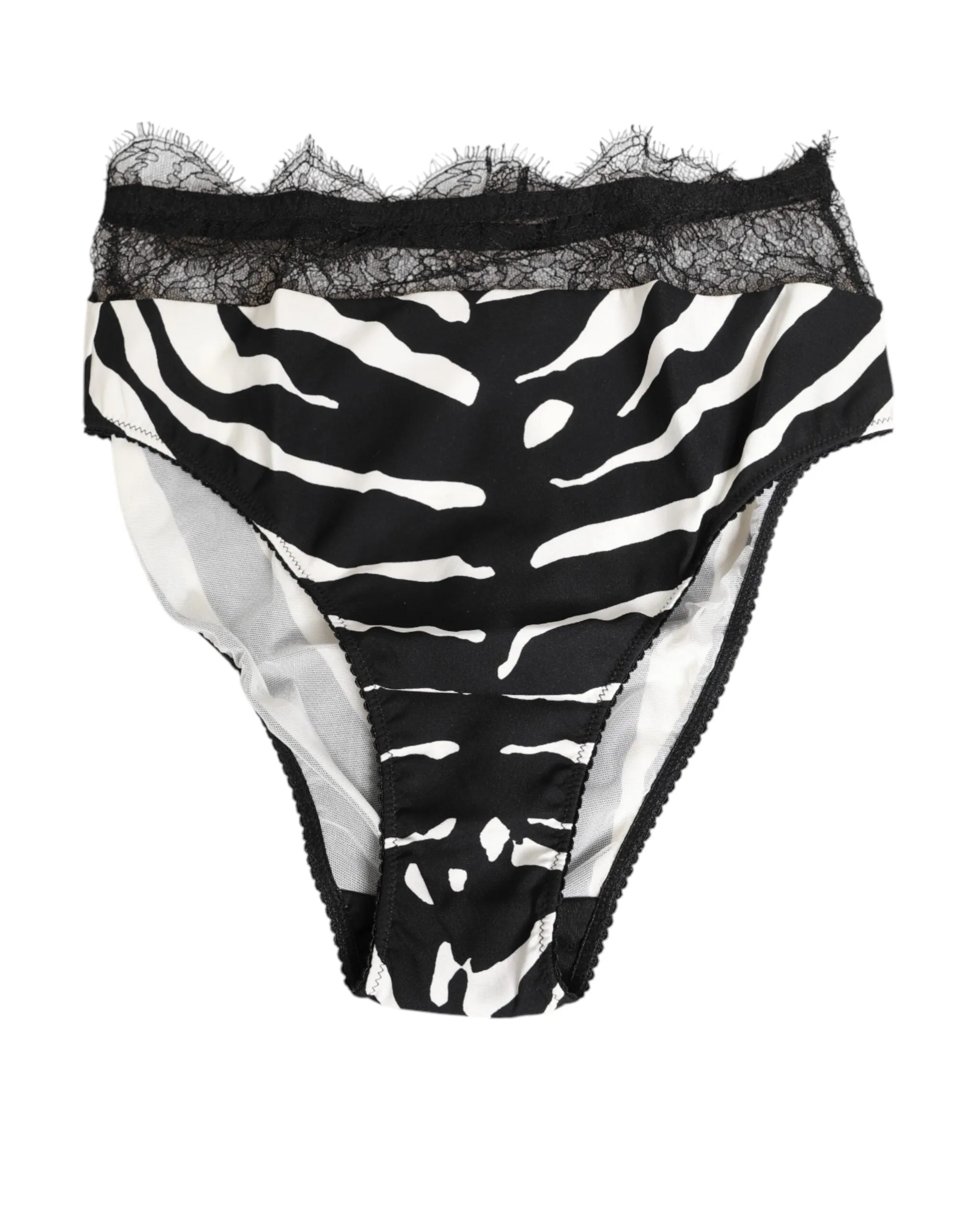 Dolce & Gabbana Black White Zebra Print Lace Trim High Underwear sold by Siebentaschen product image thumbnail 2