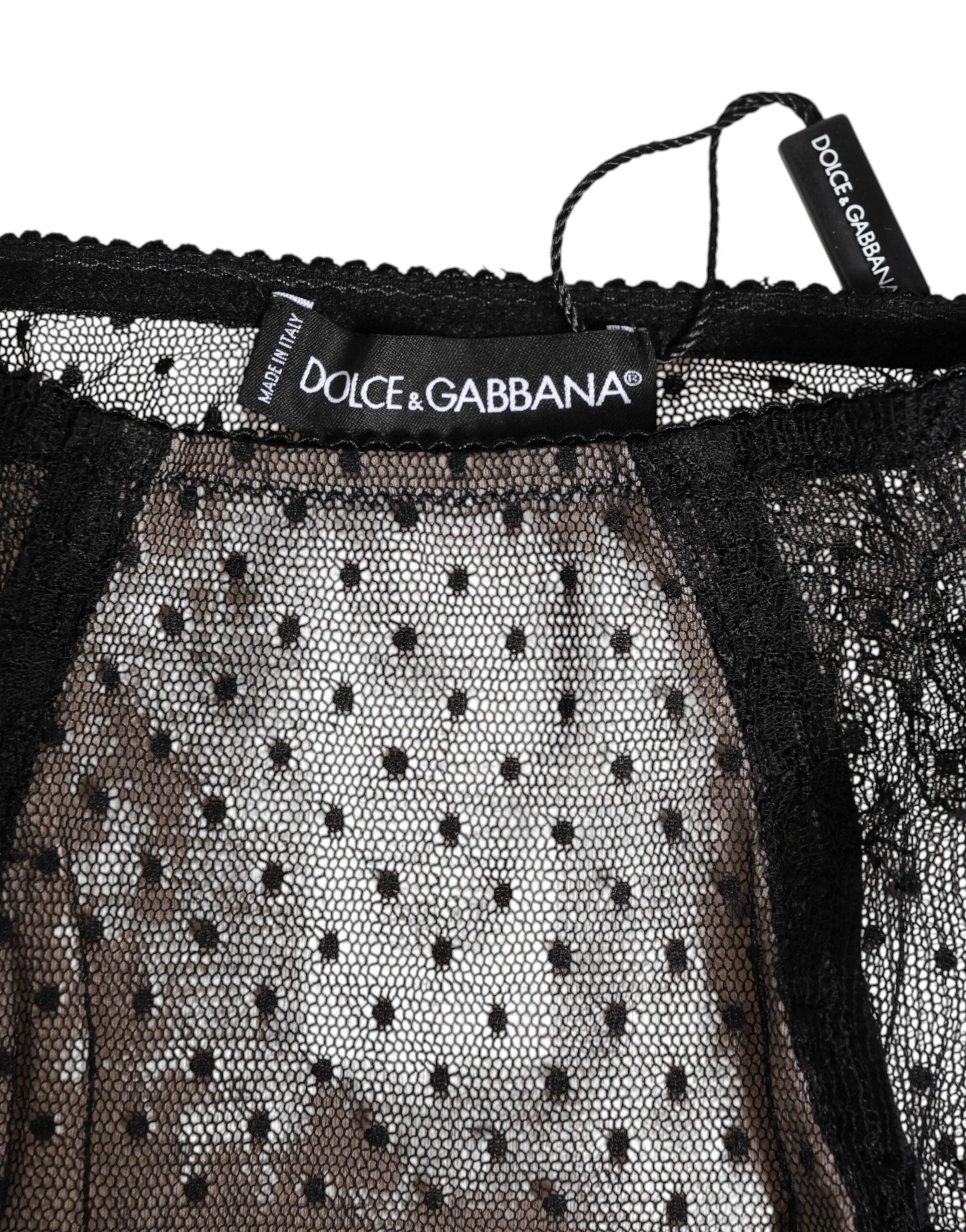 Dolce & Gabbana Black Sheer Polka Dot Lace High Waist Underwear sold by Siebentaschen product image thumbnail 5