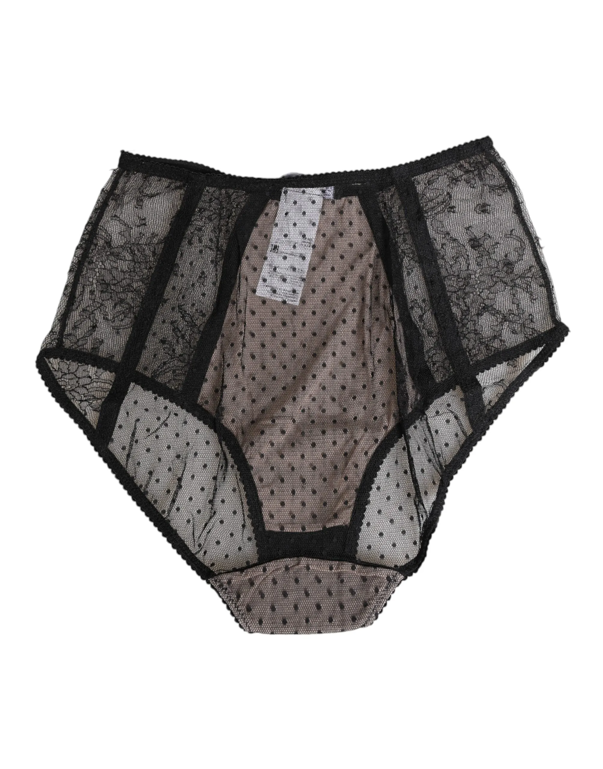 Dolce & Gabbana Black Sheer Polka Dot Lace High Waist Underwear sold by Siebentaschen product image thumbnail 3