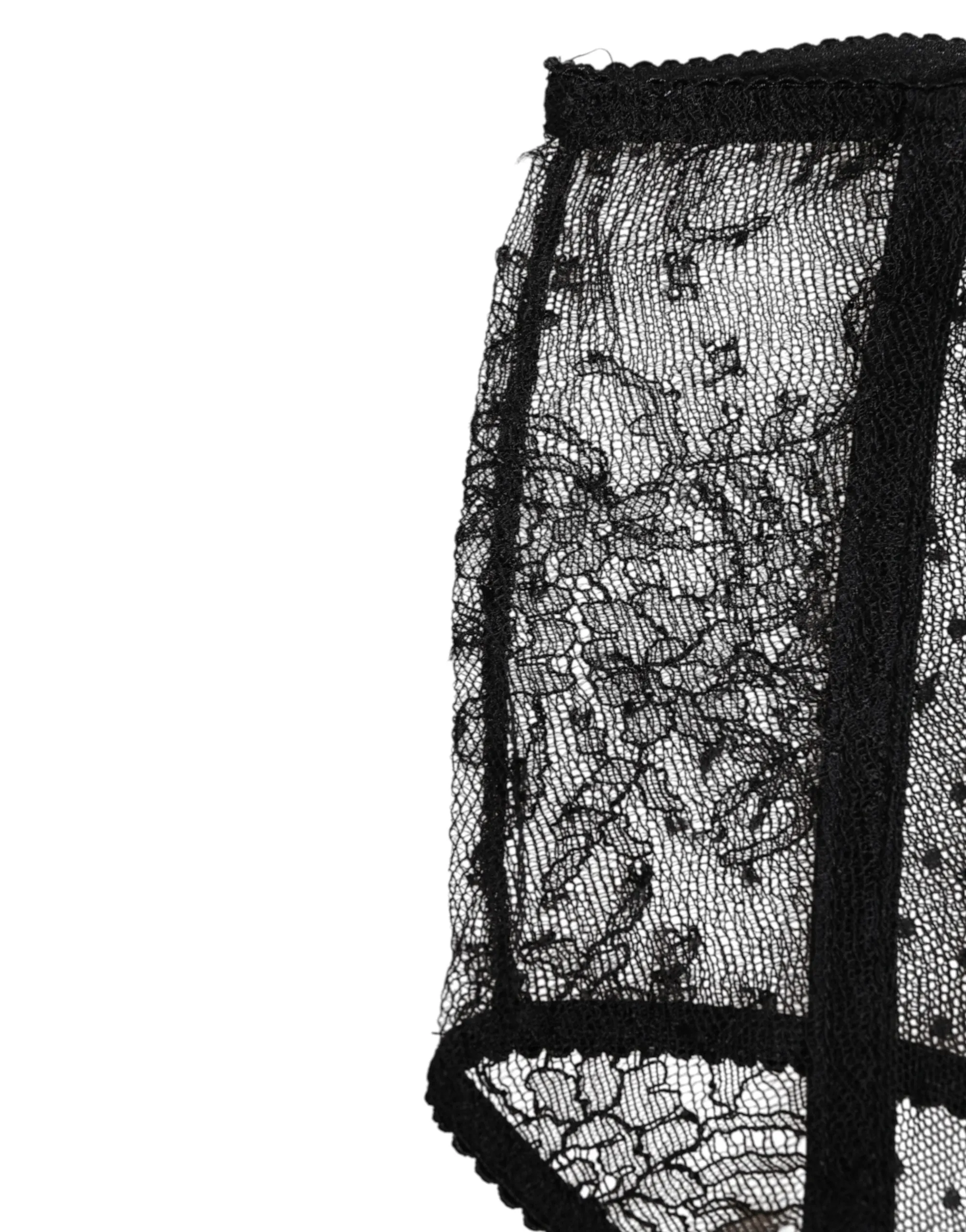Dolce & Gabbana Black Sheer Polka Dot Lace High Waist Underwear sold by Siebentaschen product image thumbnail 4