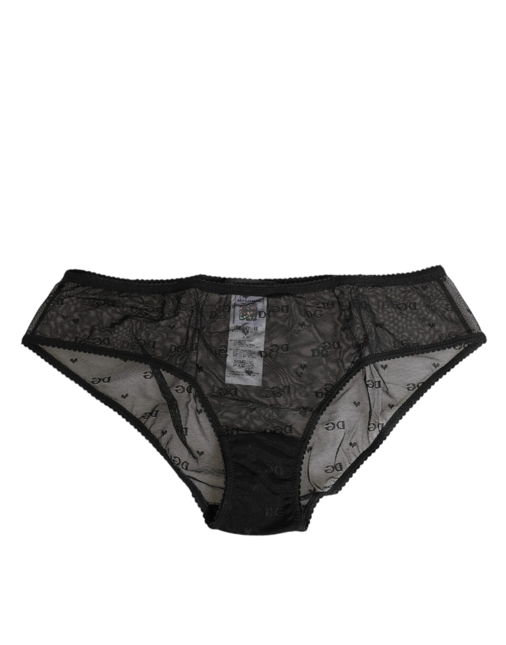 Dolce & Gabbana Black Sheer Mesh Lace Polka Dot Logo Underwear sold by Siebentaschen