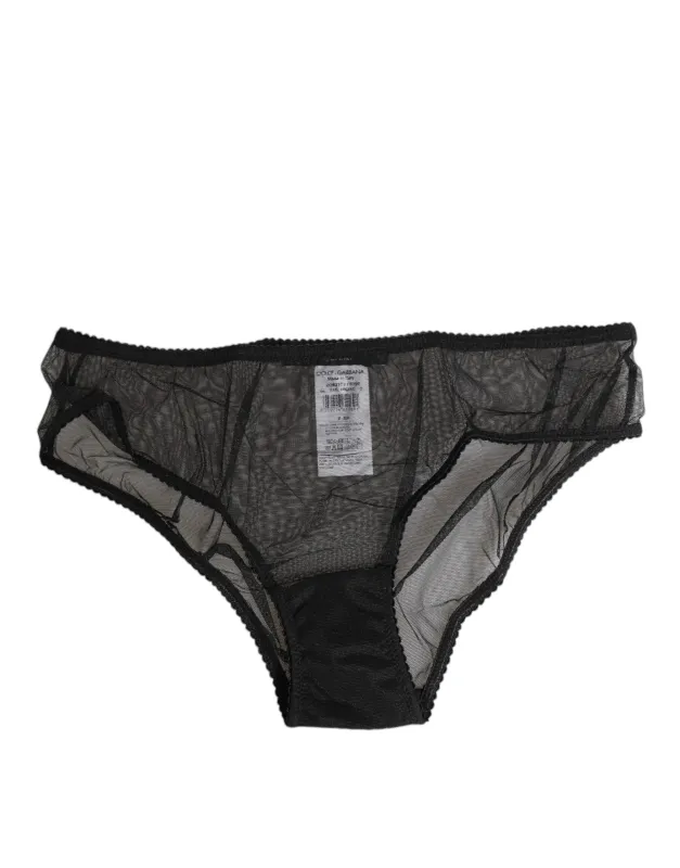 Dolce & Gabbana Black Sheer Mesh Lace Bikini Briefs Underwear sold by Siebentaschen