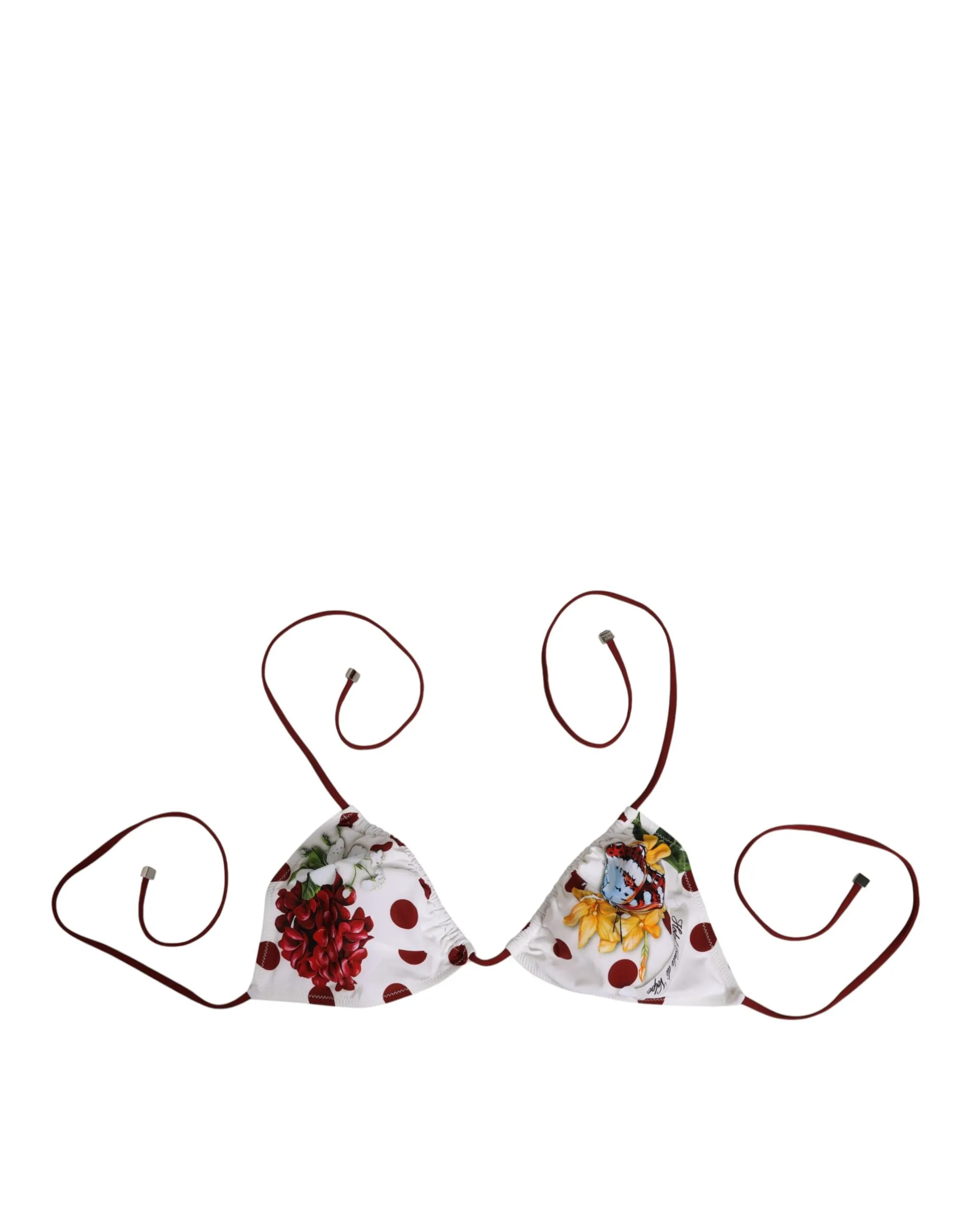 Dolce & Gabbana White Red Polka Dot Floral Print Triangle sold by Siebentaschen product image thumbnail 2