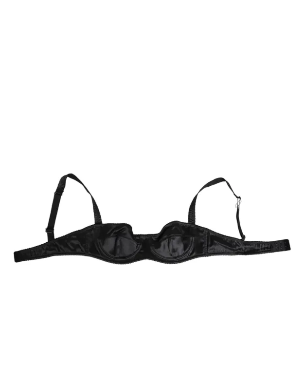 Dolce & Gabbana Black Satin Underwire Bra Lingerie IT2 Underwear sold by Siebentaschen