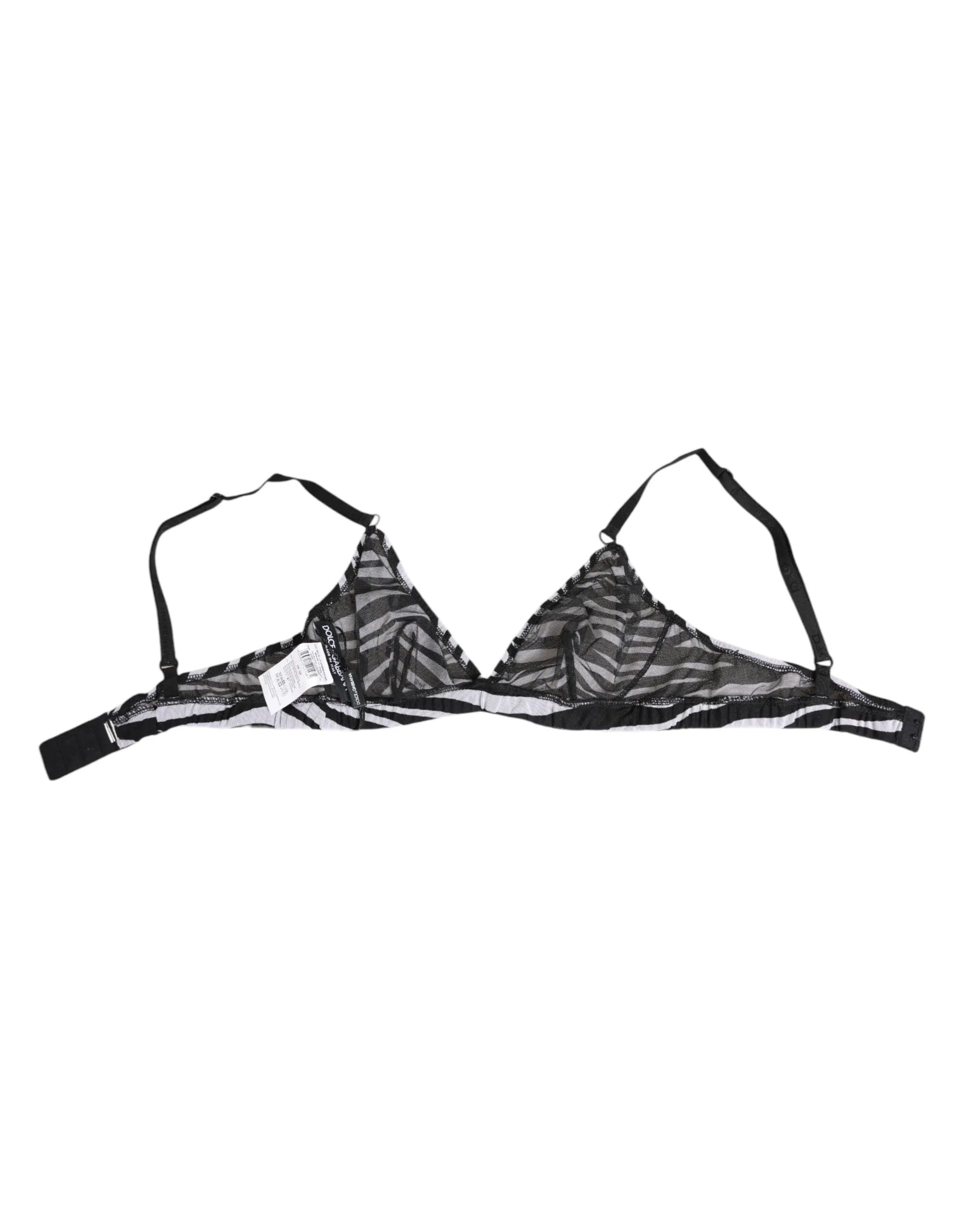 Dolce & Gabbana Black White Zebra Print Sheer Mesh Bralette Underwear sold by Siebentaschen product image thumbnail 5