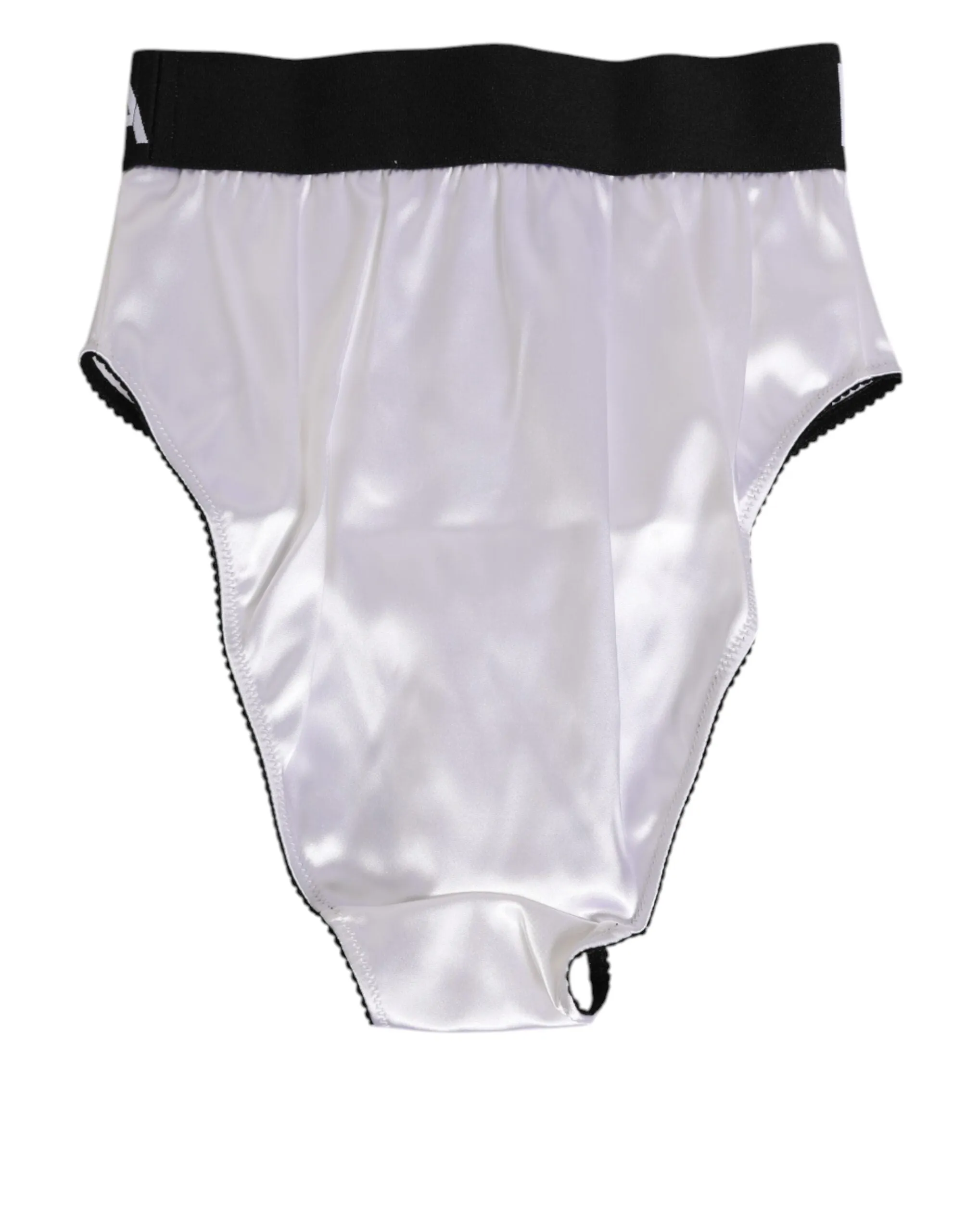 Dolce & Gabbana White Satin High-Waist Black Logo Women Underwear sold by Siebentaschen product image thumbnail 5