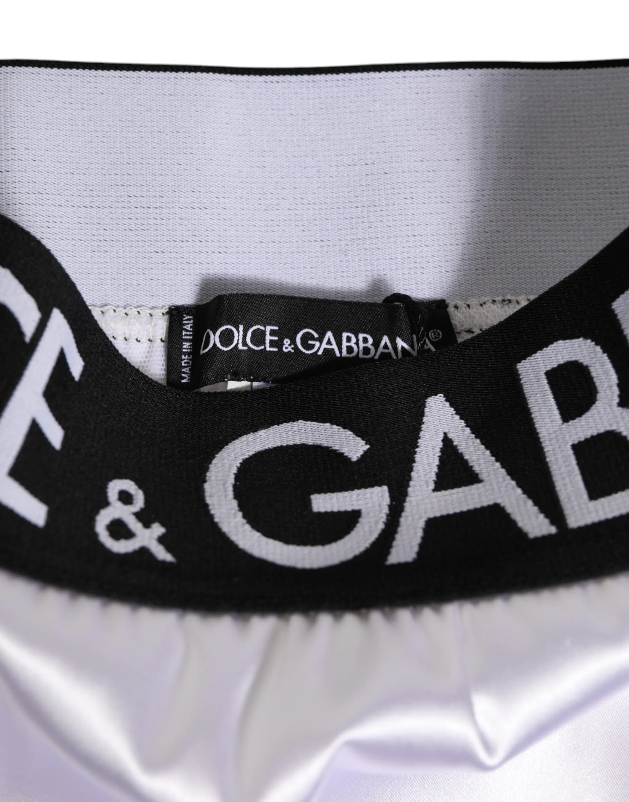 Dolce & Gabbana White Satin High-Waist Black Logo Women Underwear sold by Siebentaschen product image thumbnail 4