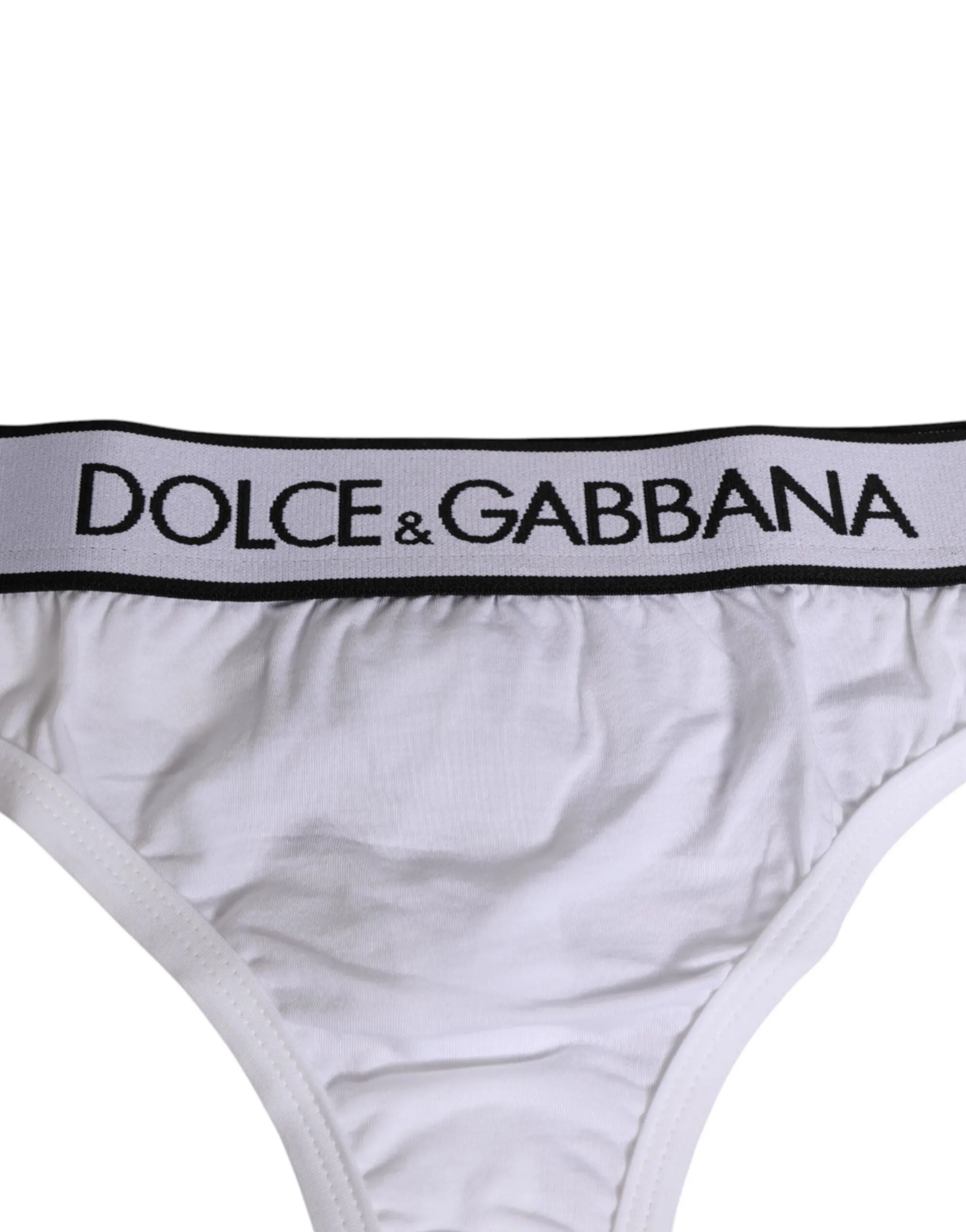 Dolce & Gabbana White Logo Waistband Modal Cotton Thong Underwear sold by Siebentaschen product image thumbnail 3