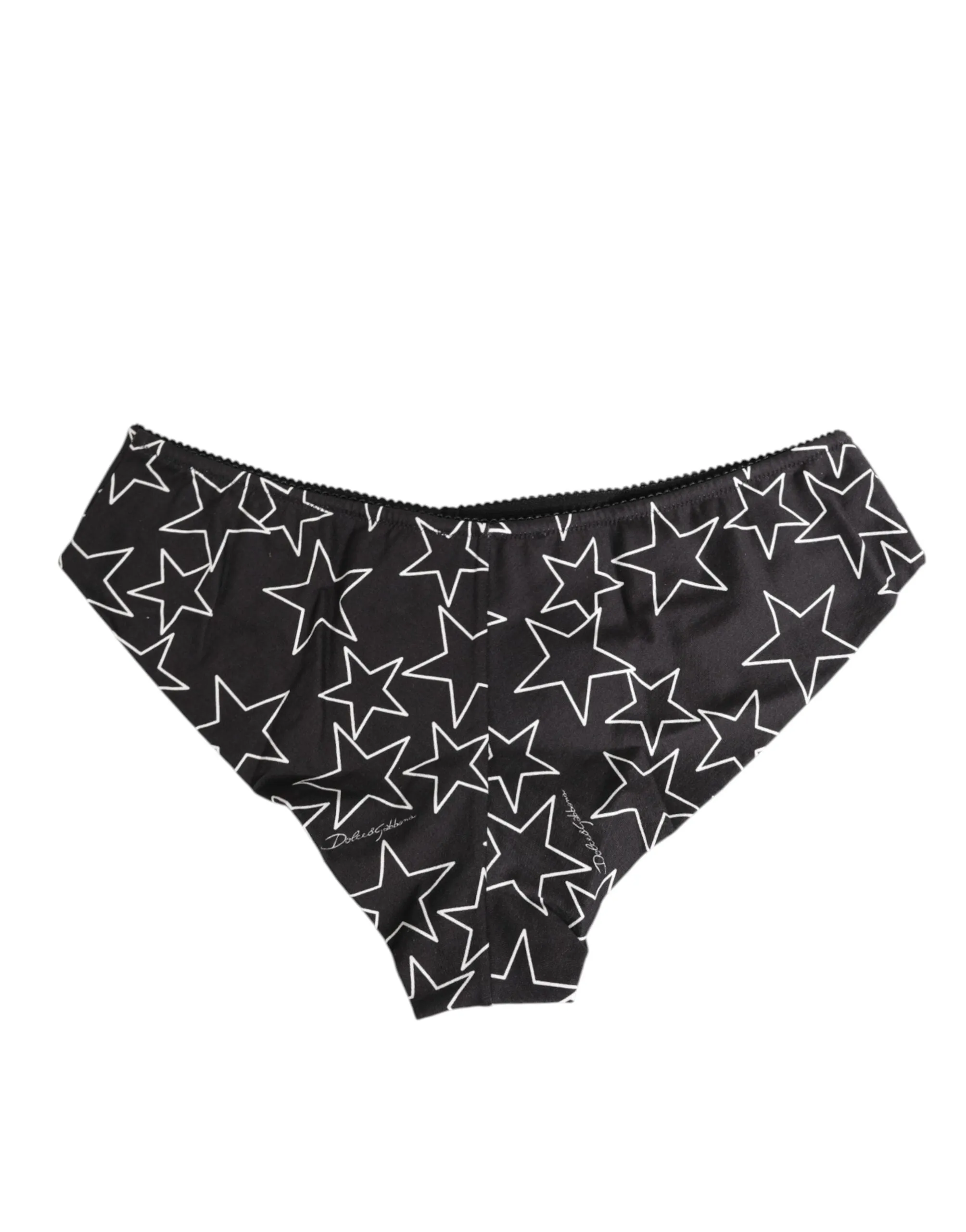Dolce & Gabbana Black White Star Print Cotton Slip Panty Underwear sold by Siebentaschen product image thumbnail 3