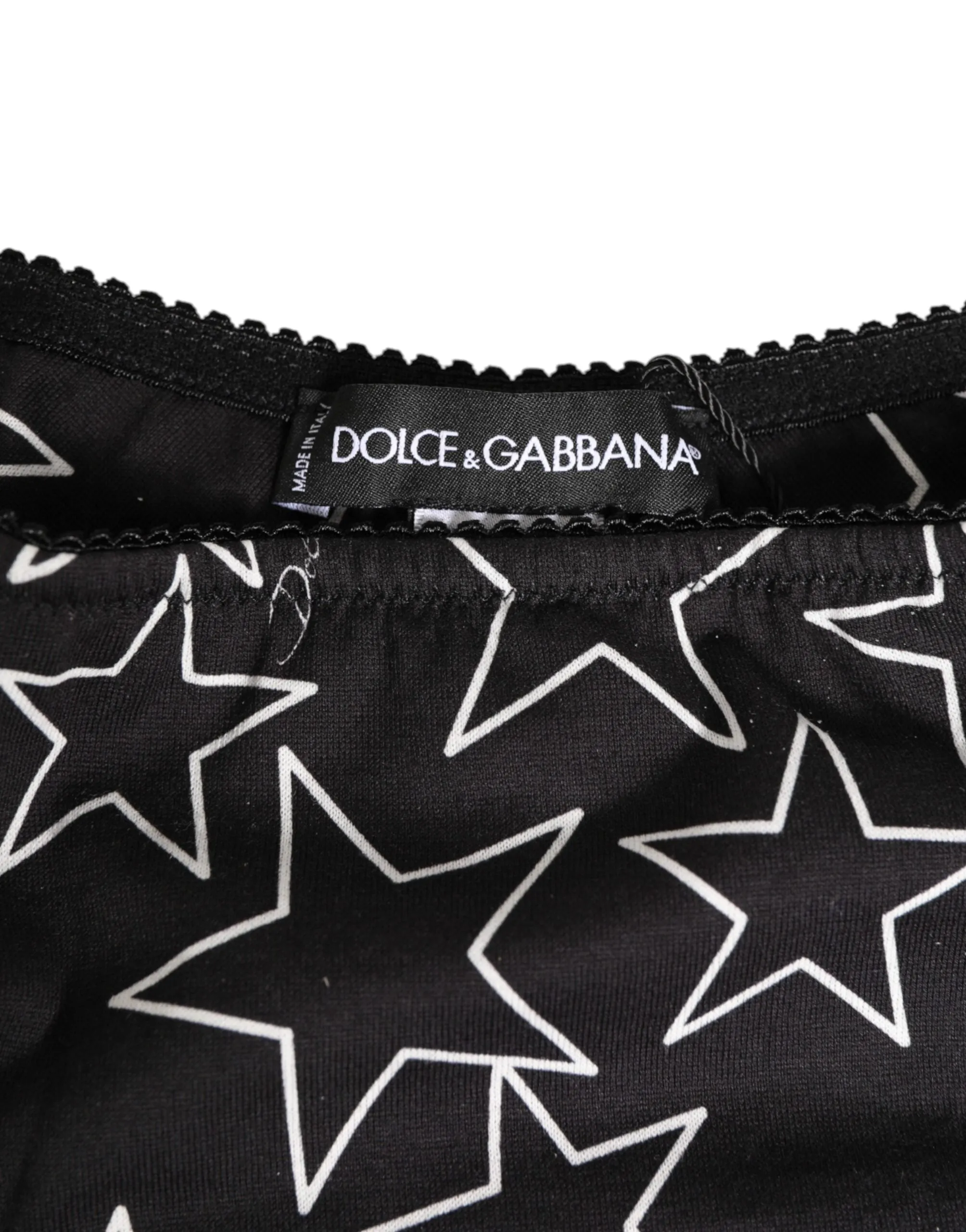 Dolce & Gabbana Black White Star Print Cotton Slip Panty Underwear sold by Siebentaschen product image thumbnail 4