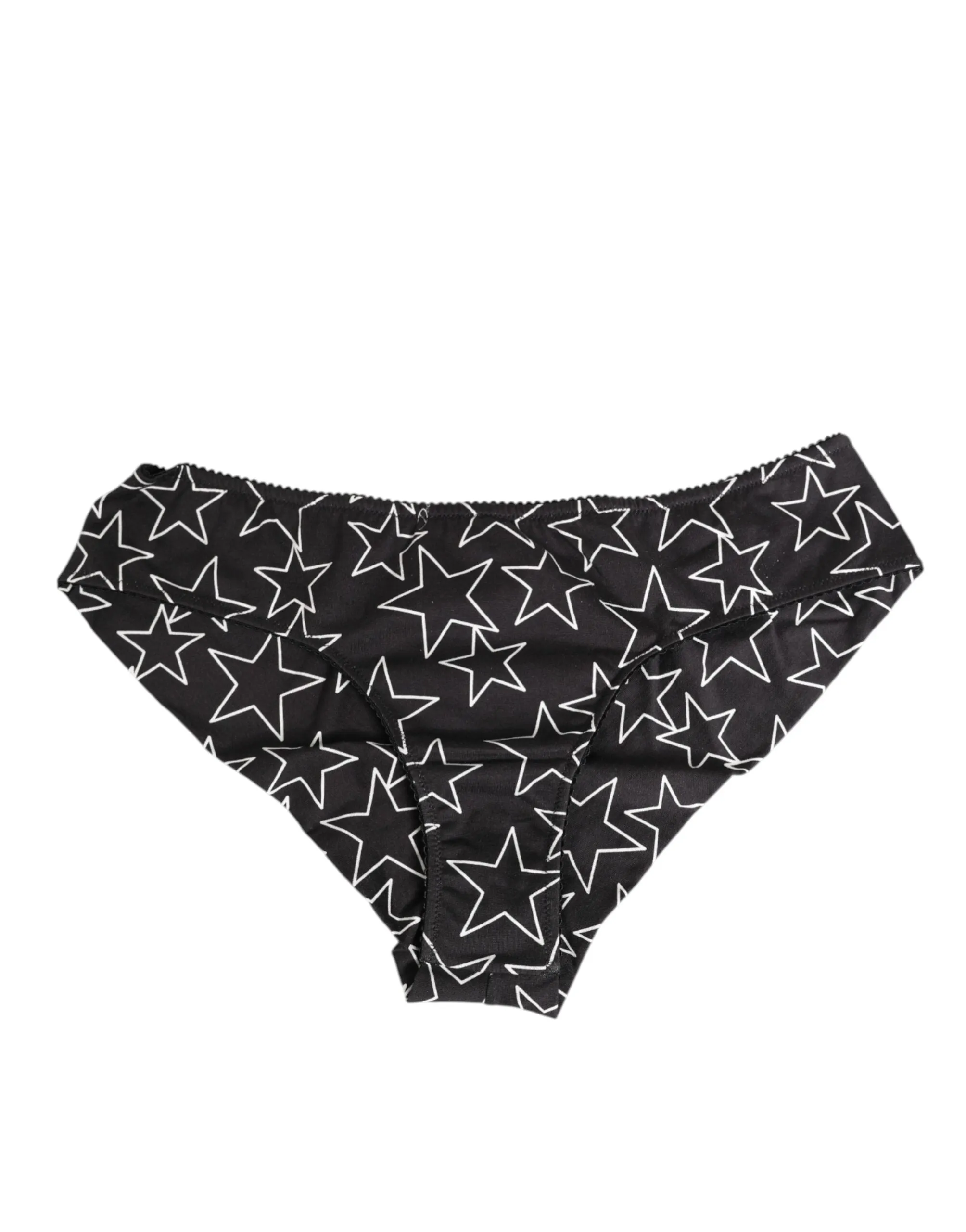 Dolce & Gabbana Black White Star Print Cotton Slip Panty Underwear sold by Siebentaschen