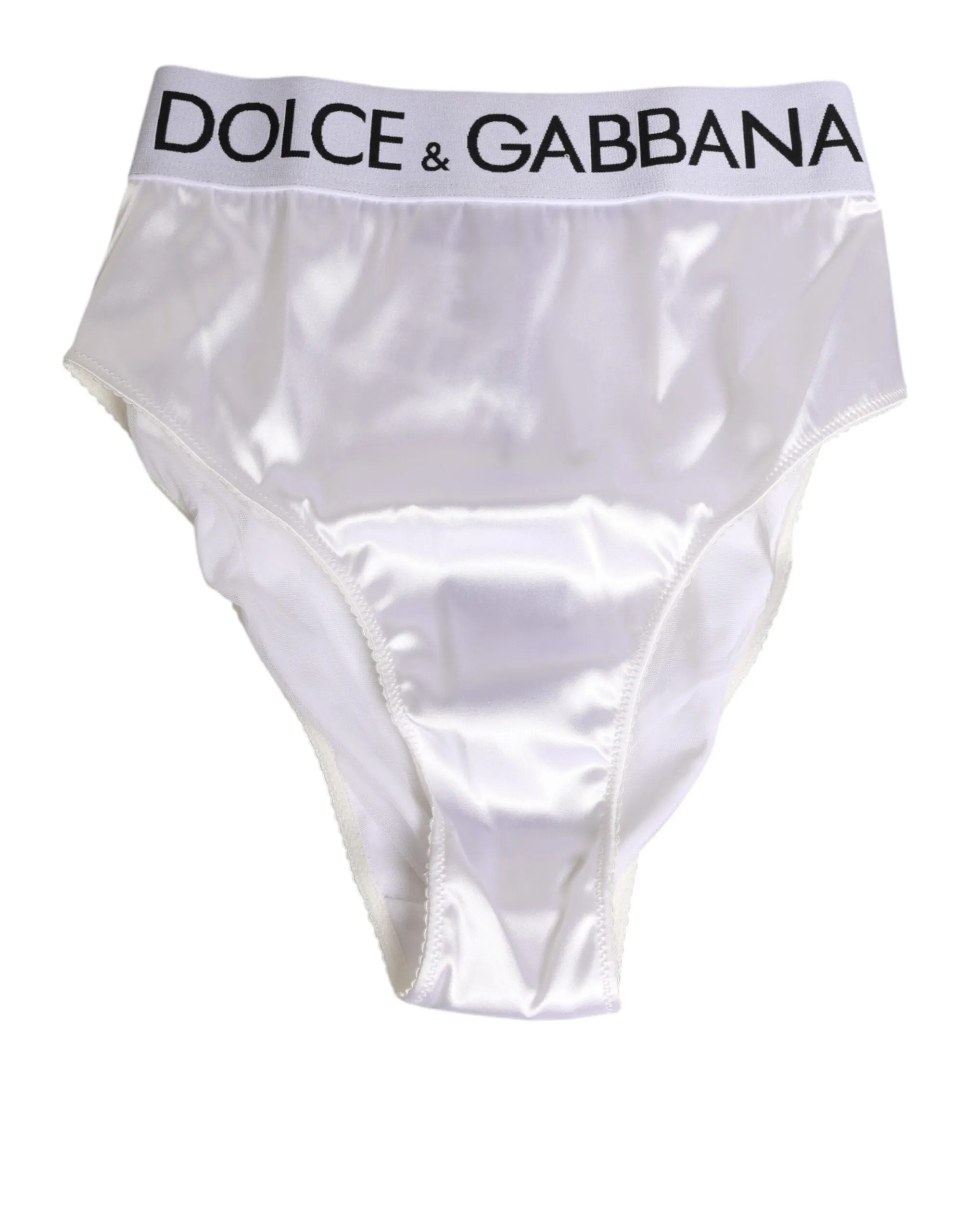 Dolce & Gabbana White Satin High-Waist Brief Logo Women Underwear sold by Siebentaschen product image thumbnail 2