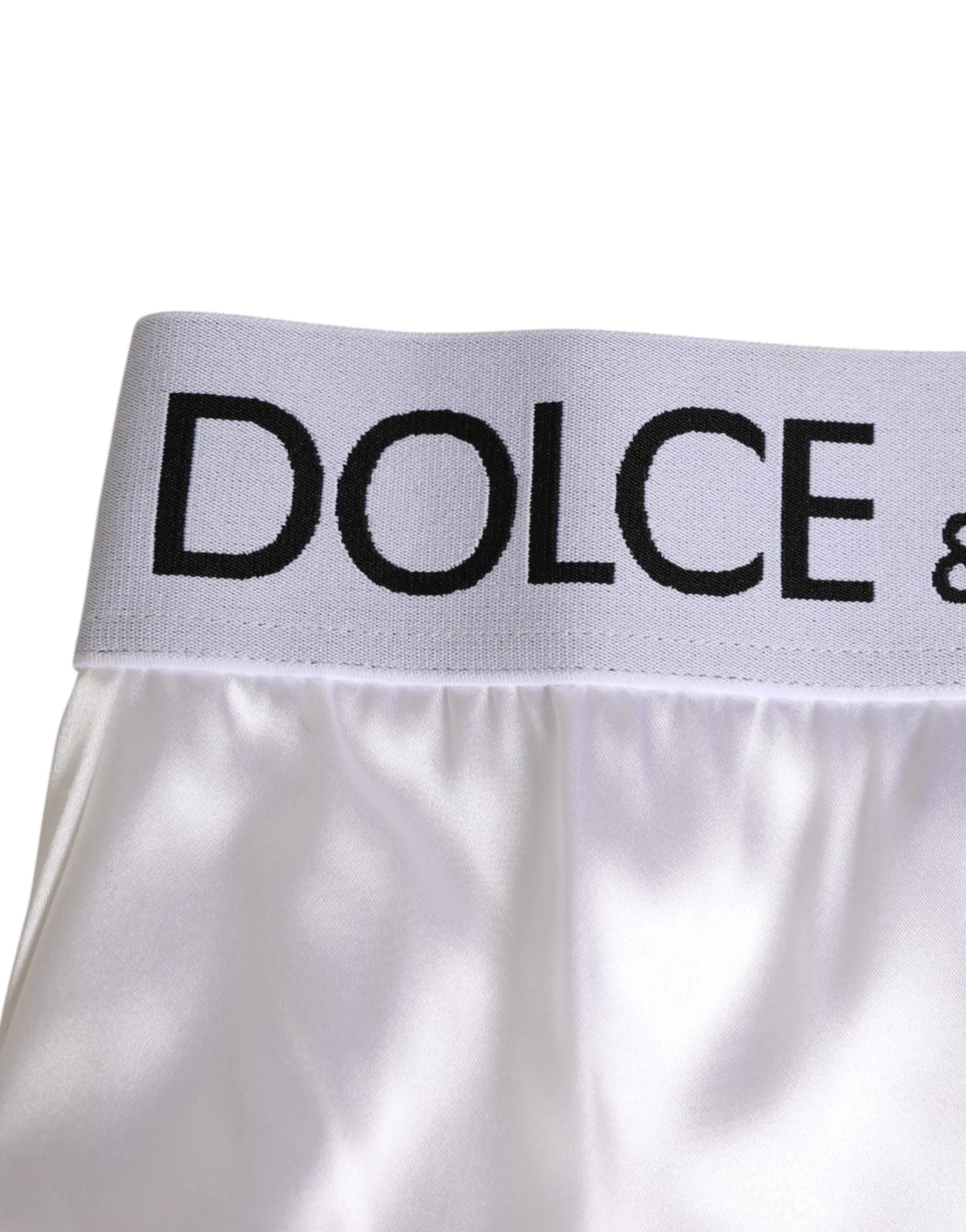 Dolce & Gabbana White Satin High-Waist Brief Logo Women Underwear sold by Siebentaschen product image thumbnail 3