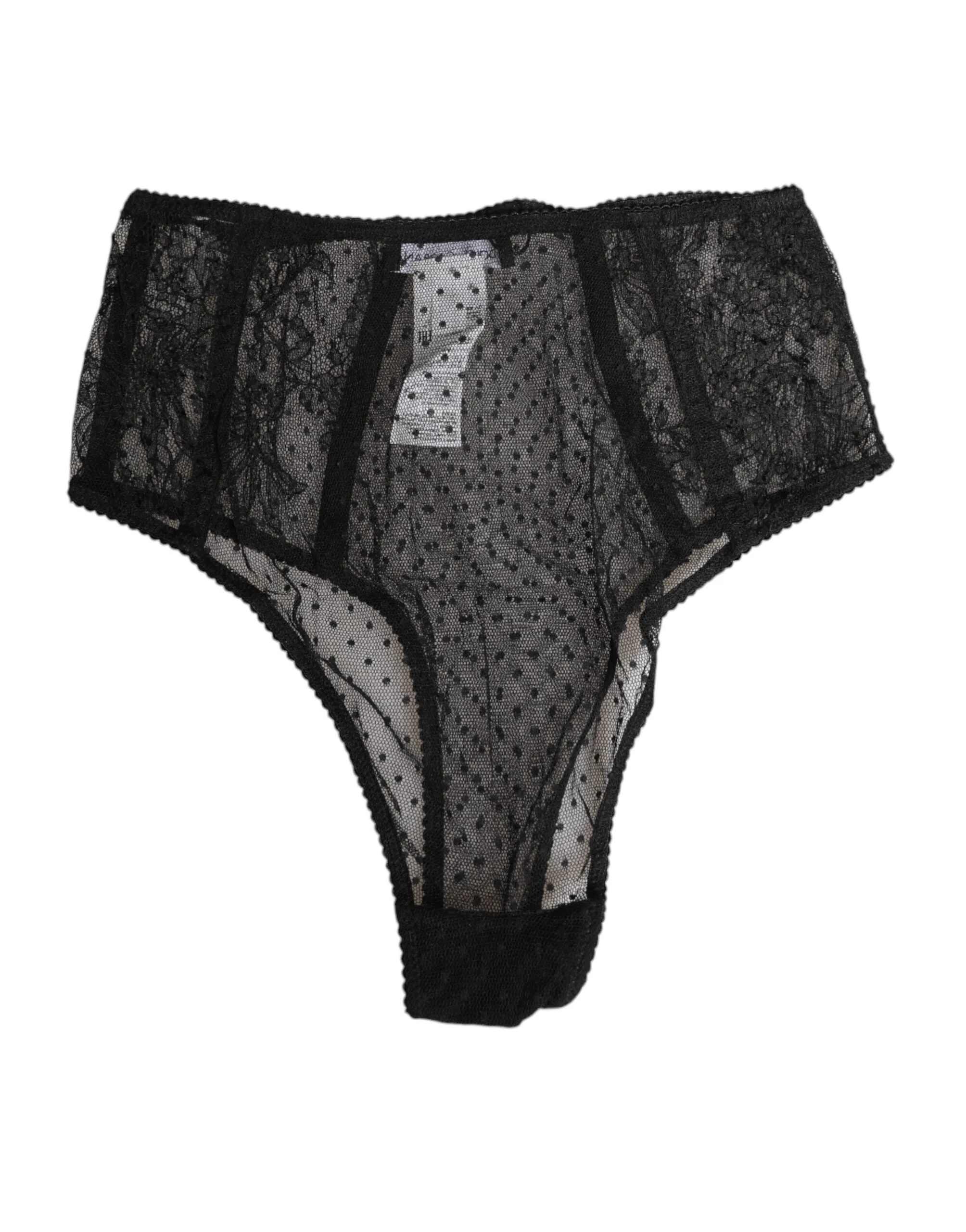Dolce & Gabbana Black Lace Polka Dot Mesh High Waist Underwear sold by Siebentaschen product image thumbnail 2