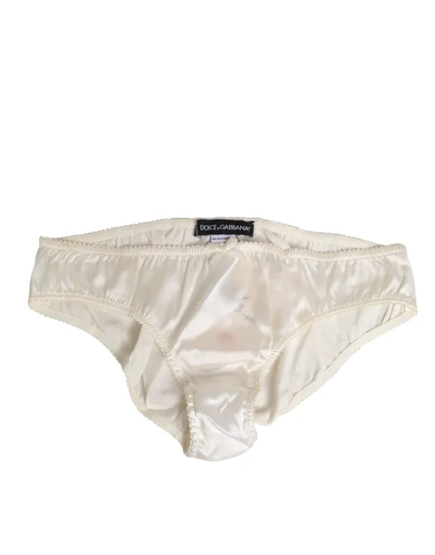 Dolce & Gabbana White Silk Satin Lingerie Panty  Underwear sold by Siebentaschen