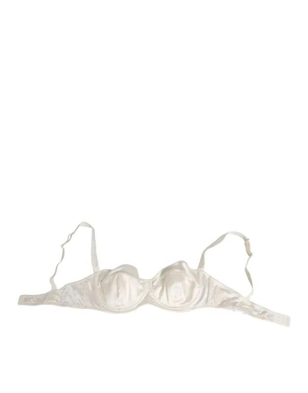 Dolce & Gabbana White Silk Satin Balconnet Lingerie Bra Underwear sold by Siebentaschen