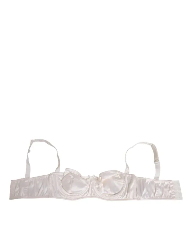 Dolce & Gabbana White Silk Satin Balconnet Lingerie Bra Underwear sold by Siebentaschen