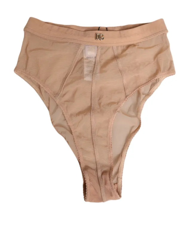 Dolce & Gabbana Beige Sheer Mesh High Waist Briefs Underwear sold by Siebentaschen