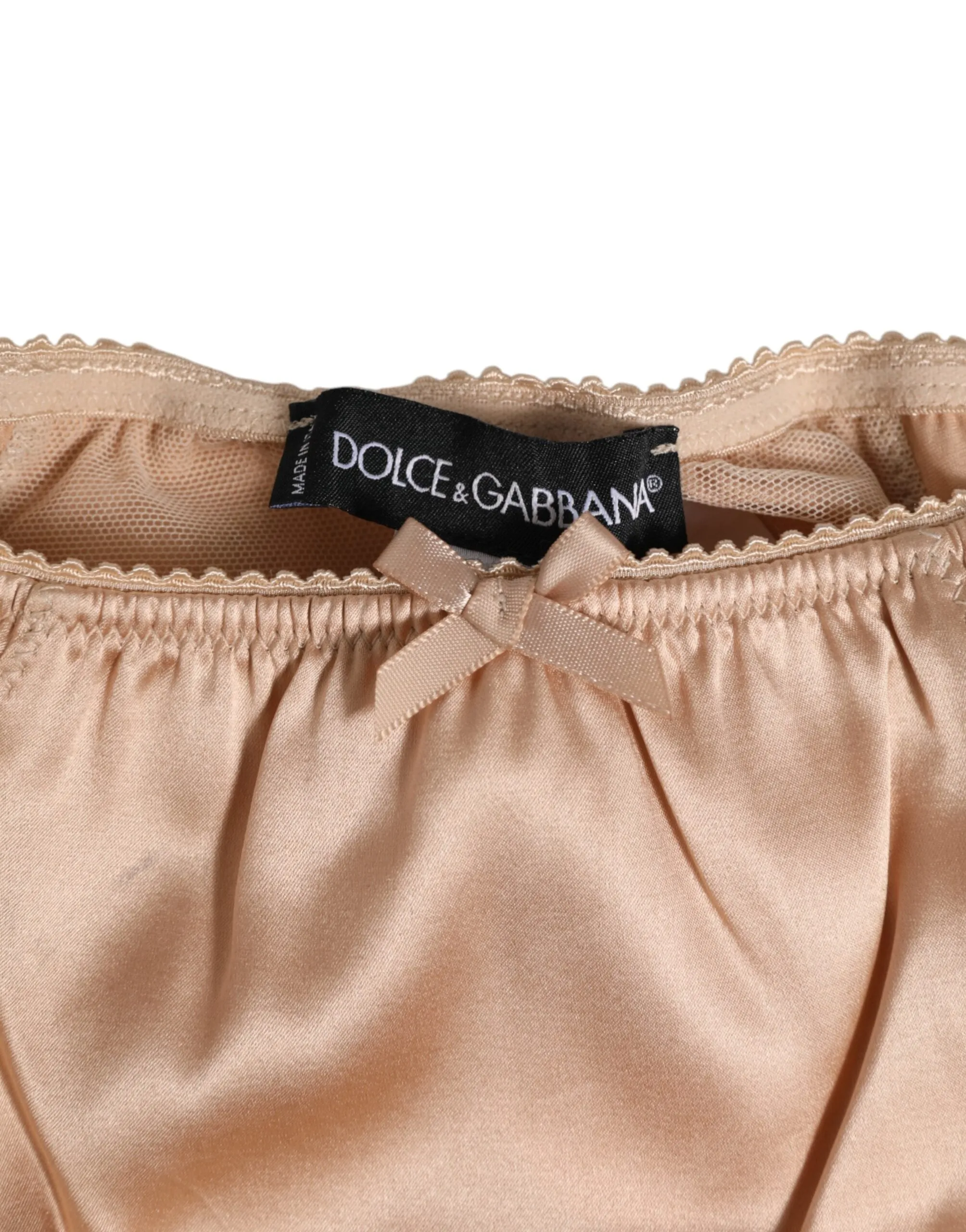 Dolce & Gabbana Nude Beige Silk Satin Bow Lace Trim Underwear sold by Siebentaschen product image thumbnail 4