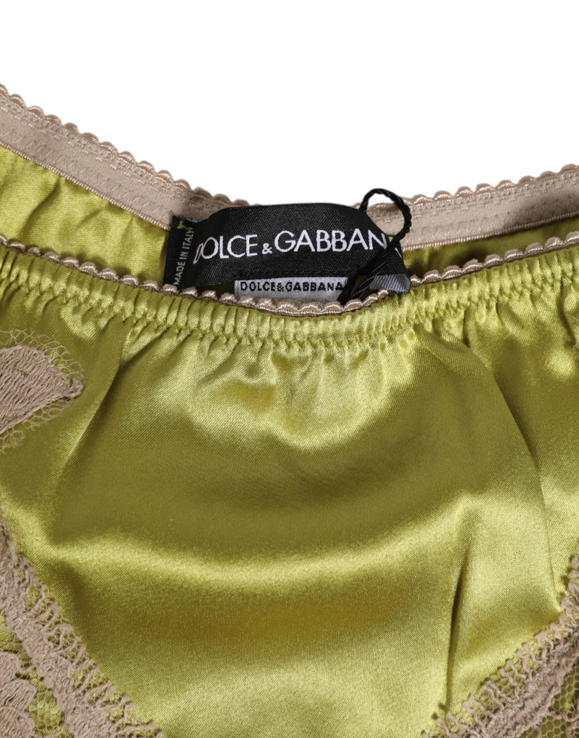 Dolce & Gabbana Green Silk Satin Lace Trim New Slip Underwear sold by Siebentaschen product image thumbnail 3