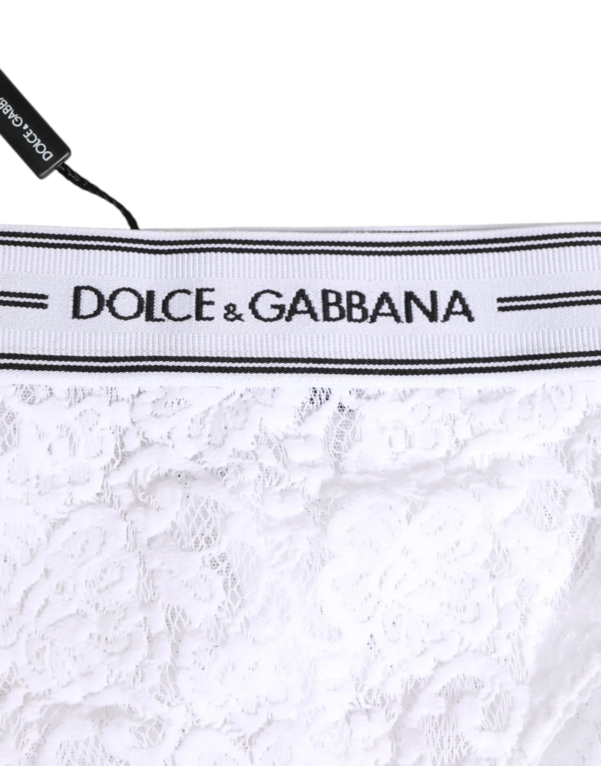 Dolce & Gabbana White Lace Slip Brief Logo Waistband Underwear sold by Siebentaschen product image thumbnail 3