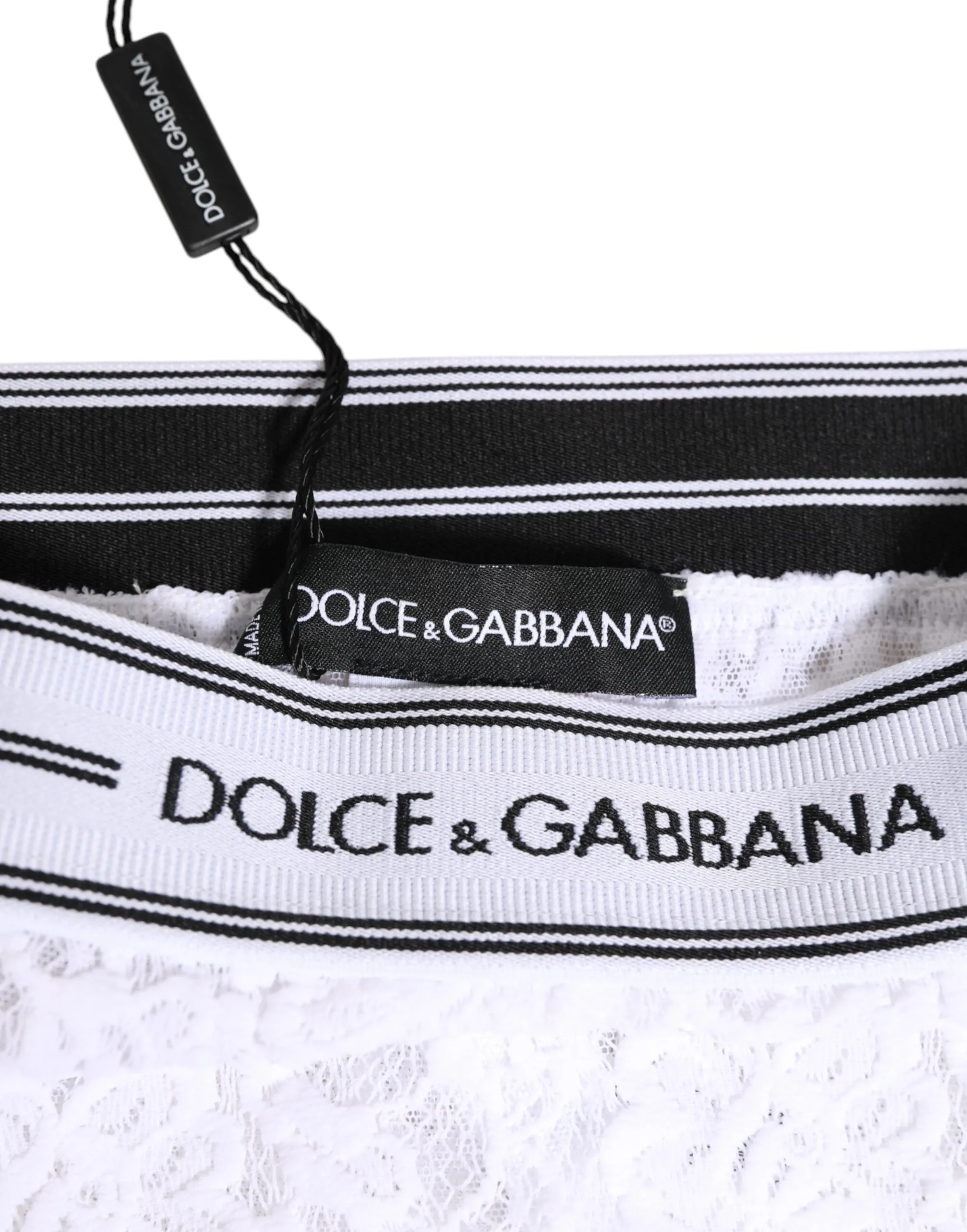 Dolce & Gabbana White Lace Slip Brief Logo Waistband Underwear sold by Siebentaschen product image thumbnail 4