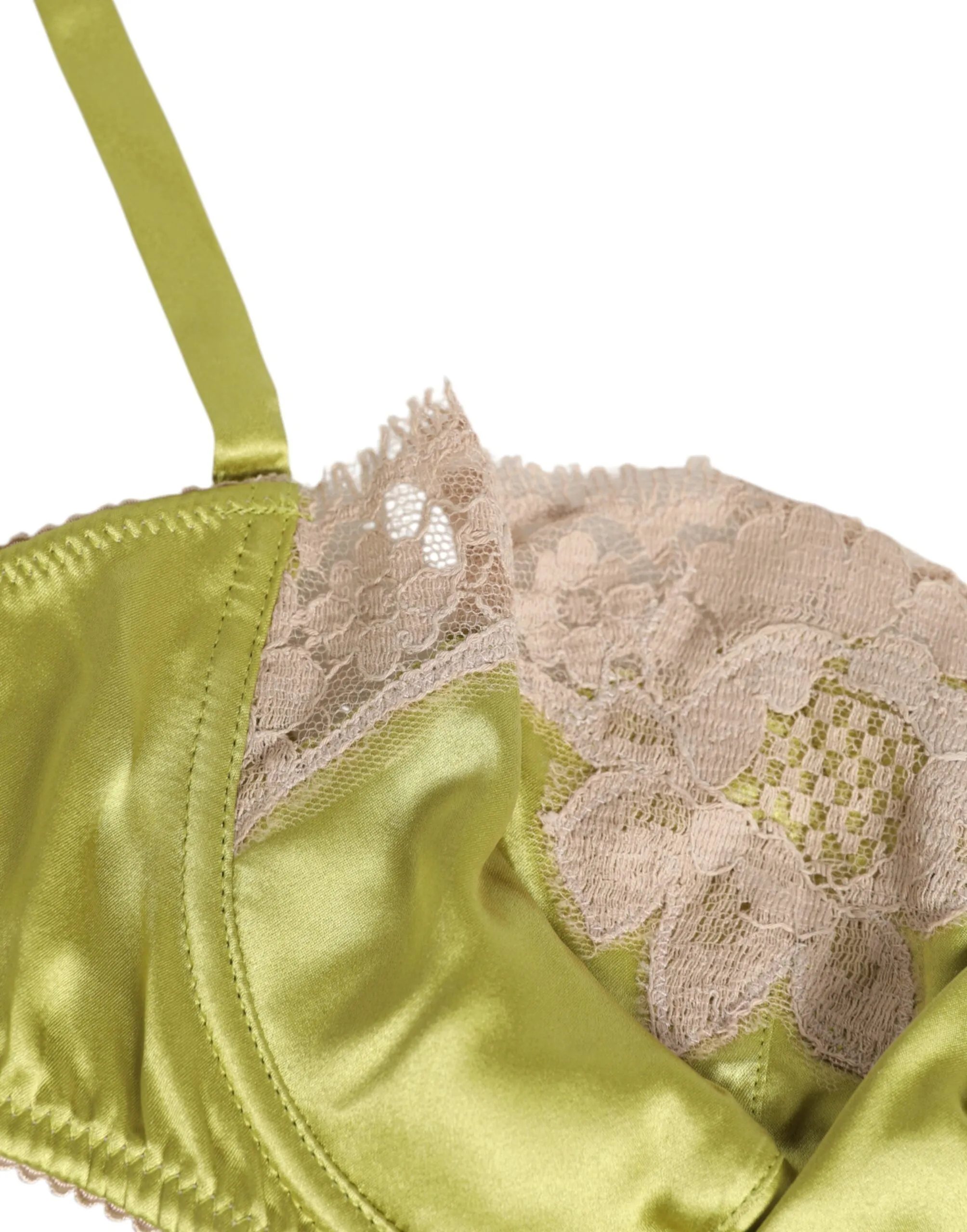 Dolce & Gabbana Lime Green Silk Satin Lace Padded Balconnet Underwear sold by Siebentaschen product image thumbnail 3