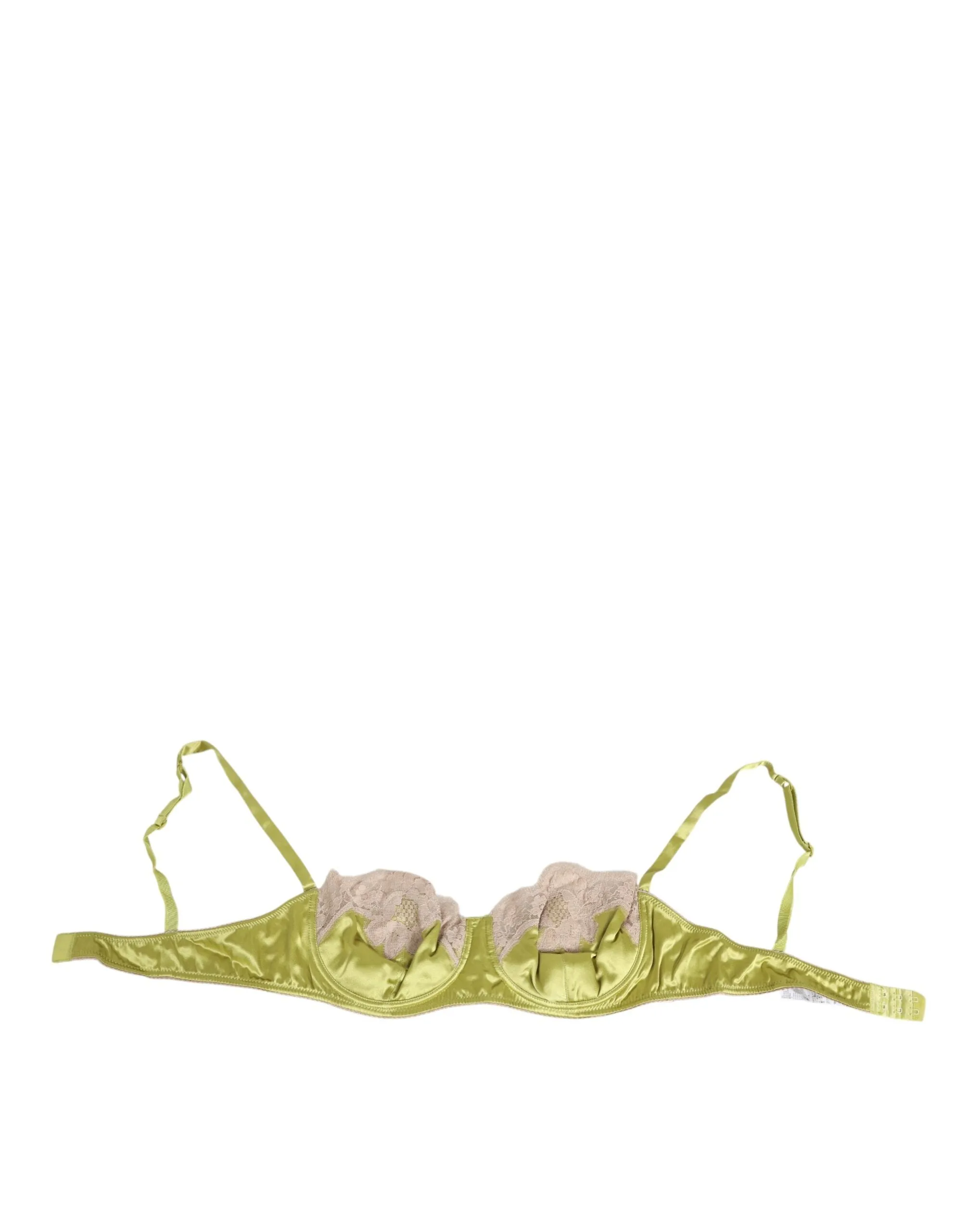 Dolce & Gabbana Lime Green Silk Satin Lace Padded Balconnet Underwear sold by Siebentaschen