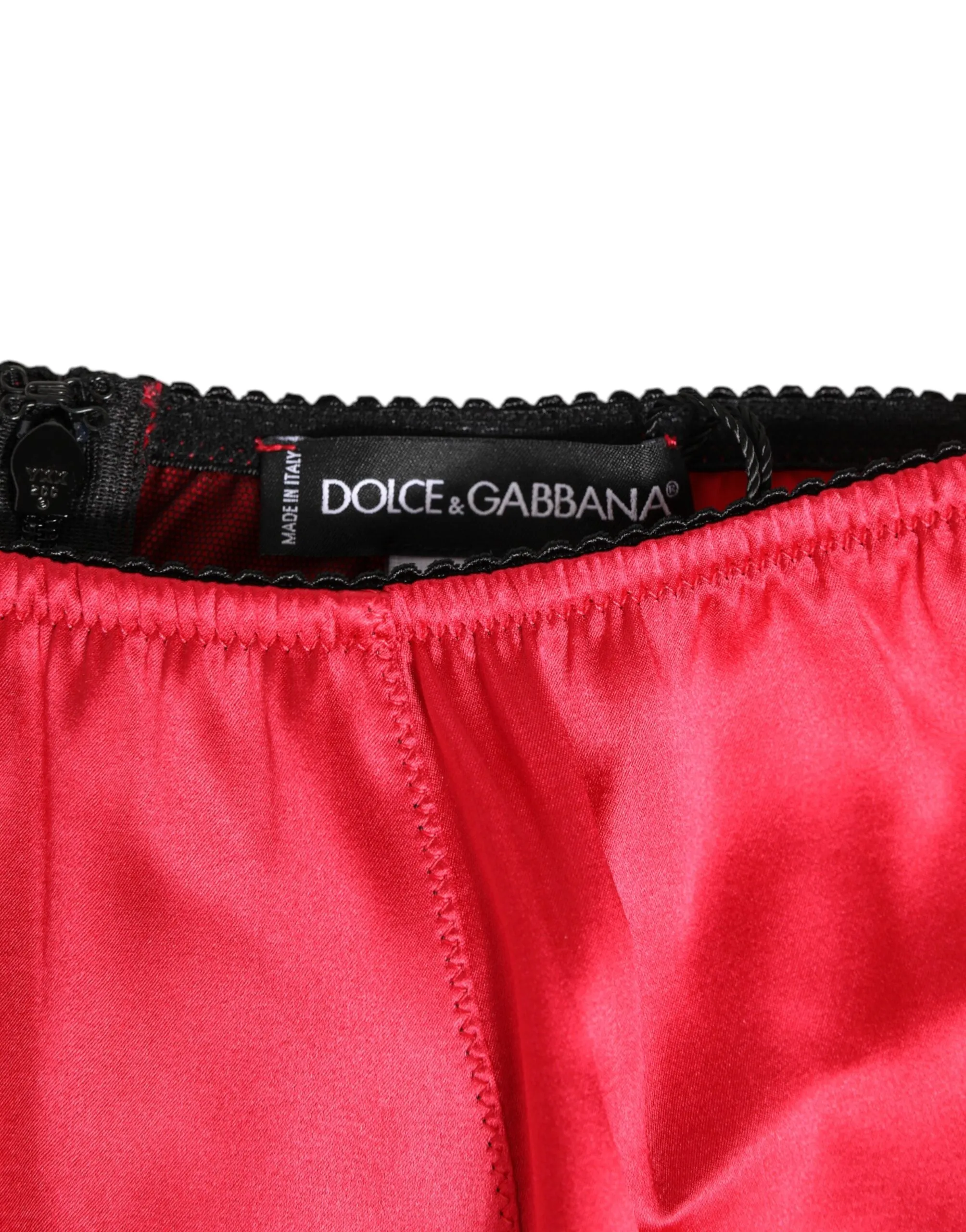 Dolce & Gabbana Red Silk Satin High-Waist Briefs Underwear sold by Siebentaschen product image thumbnail 3