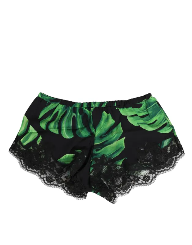 Dolce & Gabbana Black Green Tropical Print Lace Underwear sold by Siebentaschen