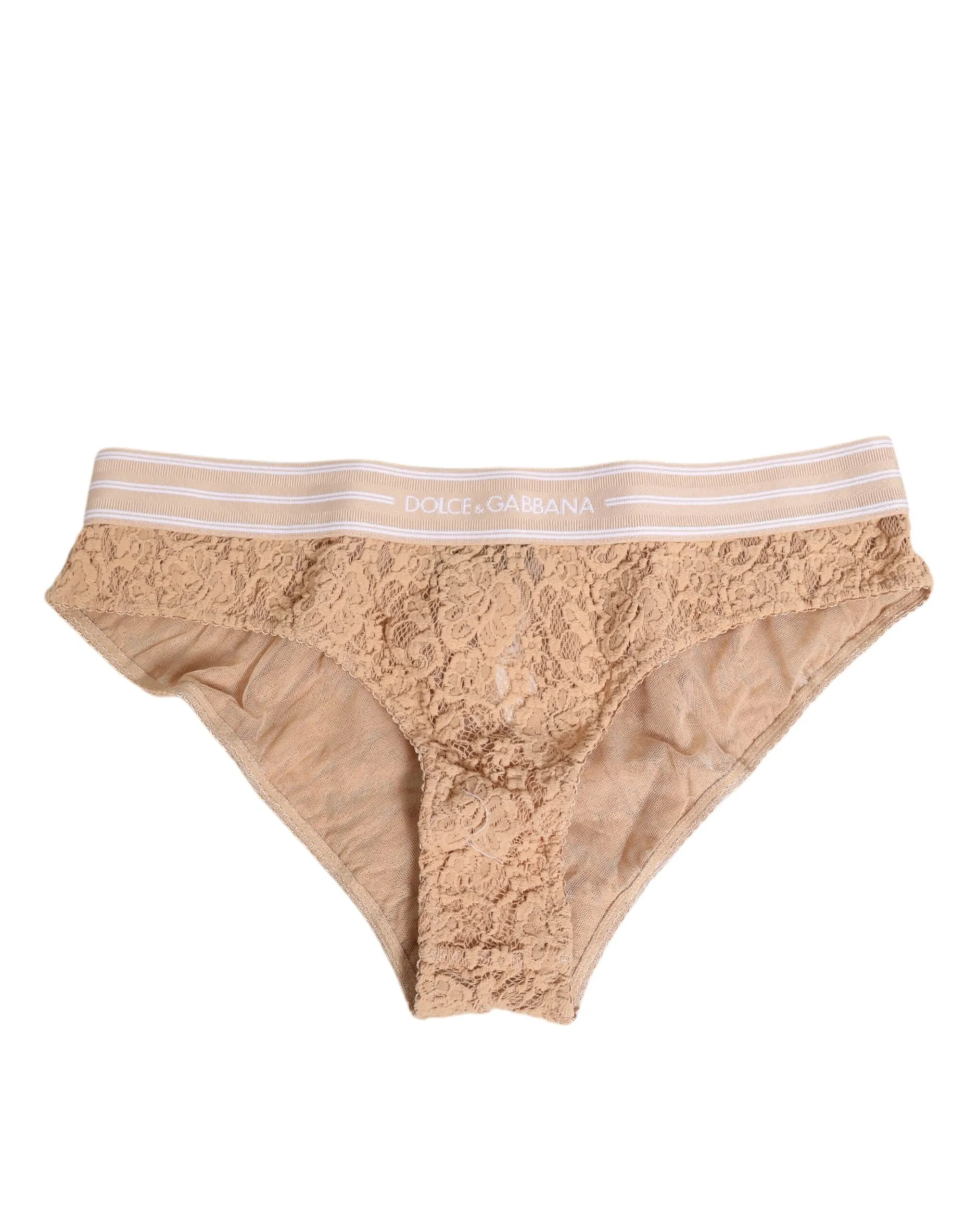 Dolce & Gabbana Beige Lace Brasiliano Briefs Logo Waistband Underwear sold by Siebentaschen product image thumbnail 2