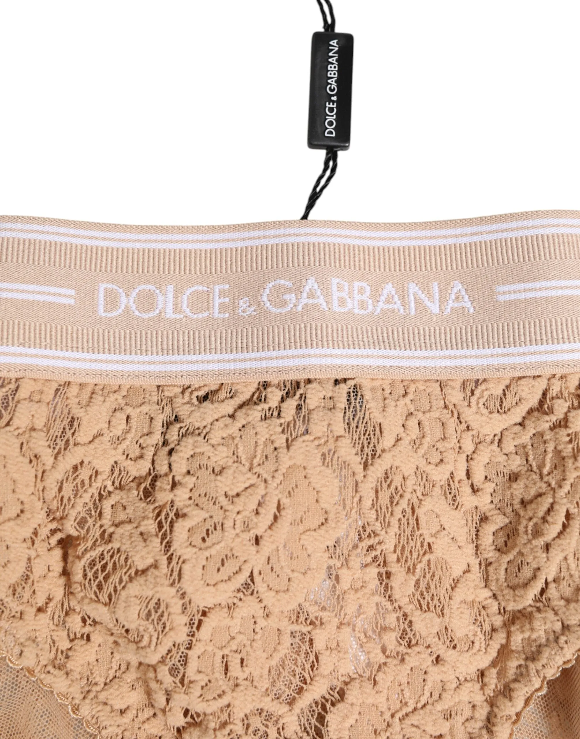 Dolce & Gabbana Beige Lace Brasiliano Briefs Logo Waistband Underwear sold by Siebentaschen product image thumbnail 3