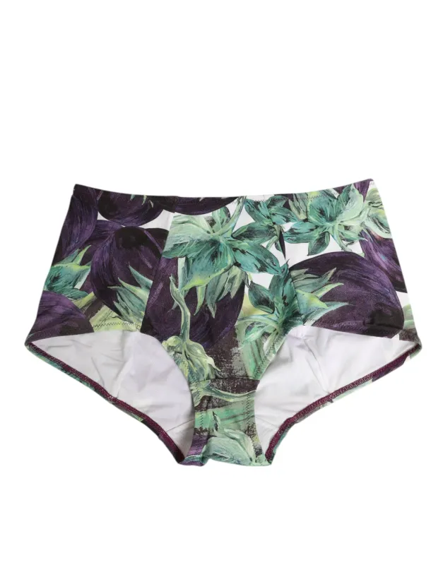 Dolce & Gabbana Eggplant Print High-Waist Briefs Underwear sold by Siebentaschen