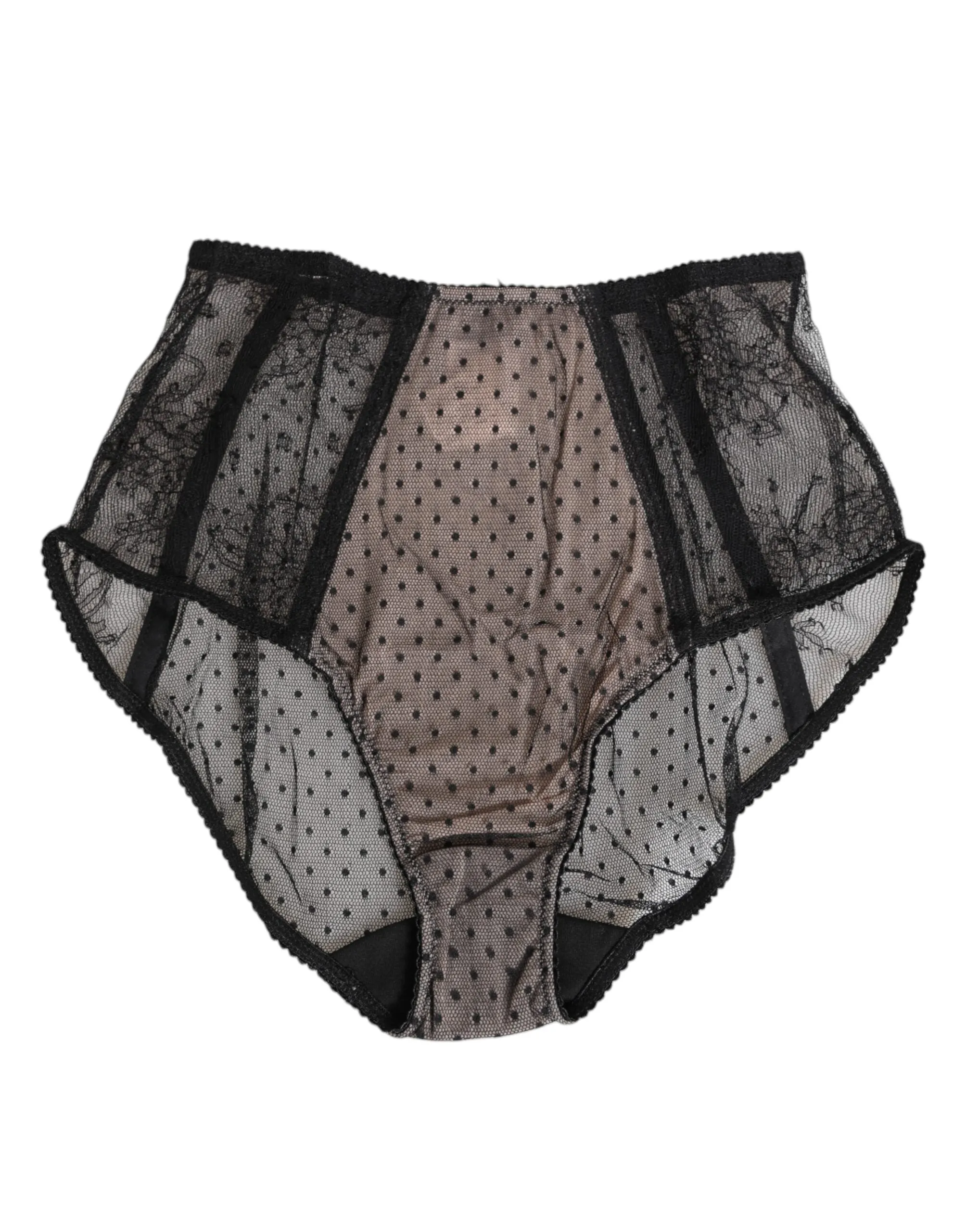 Dolce & Gabbana Black Sheer Polka Dot Lace High Waist Underwear sold by Siebentaschen product image thumbnail 2
