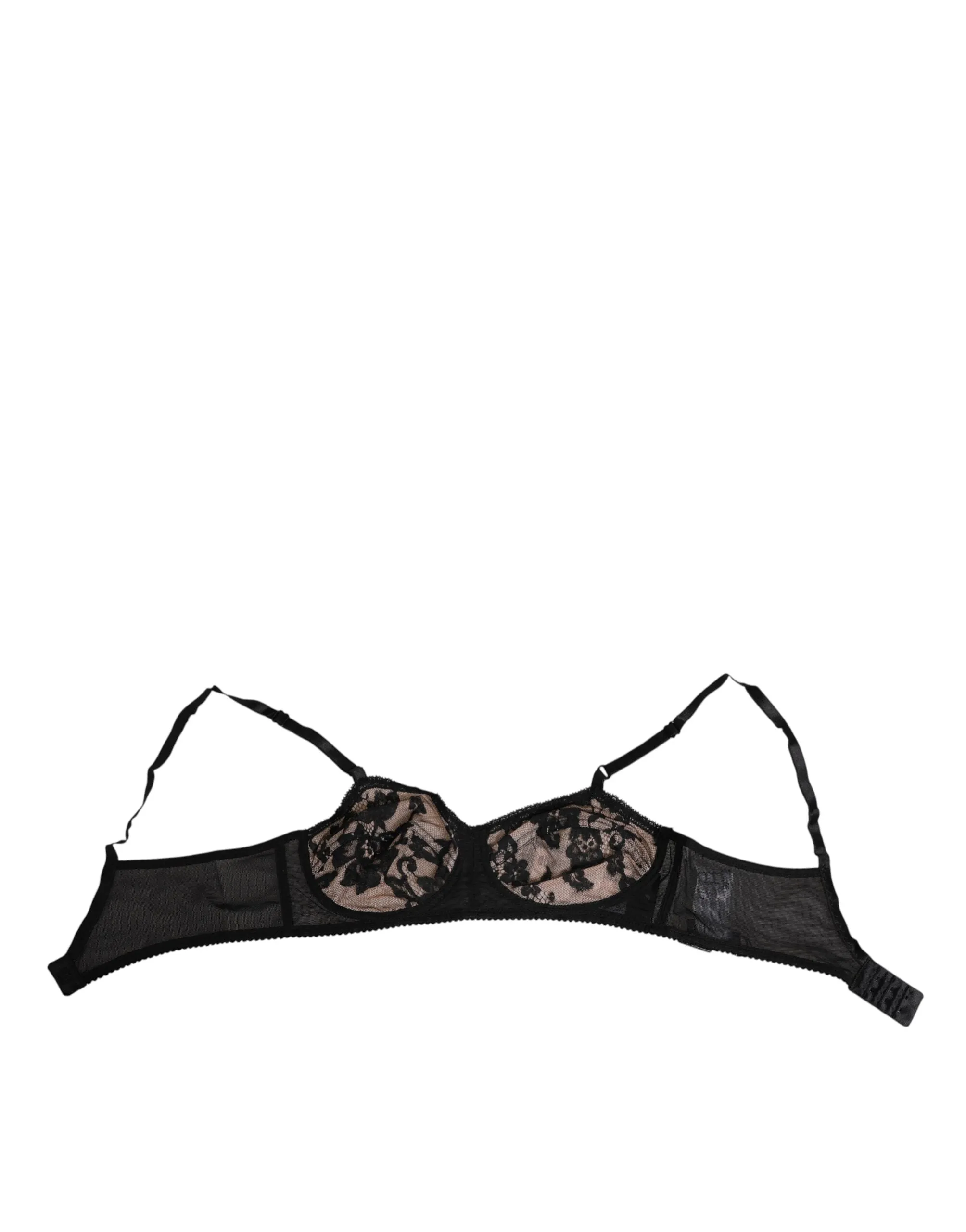 Dolce & Gabbana Black Nude Floral Lace Sheer Bra Underwear sold by Siebentaschen