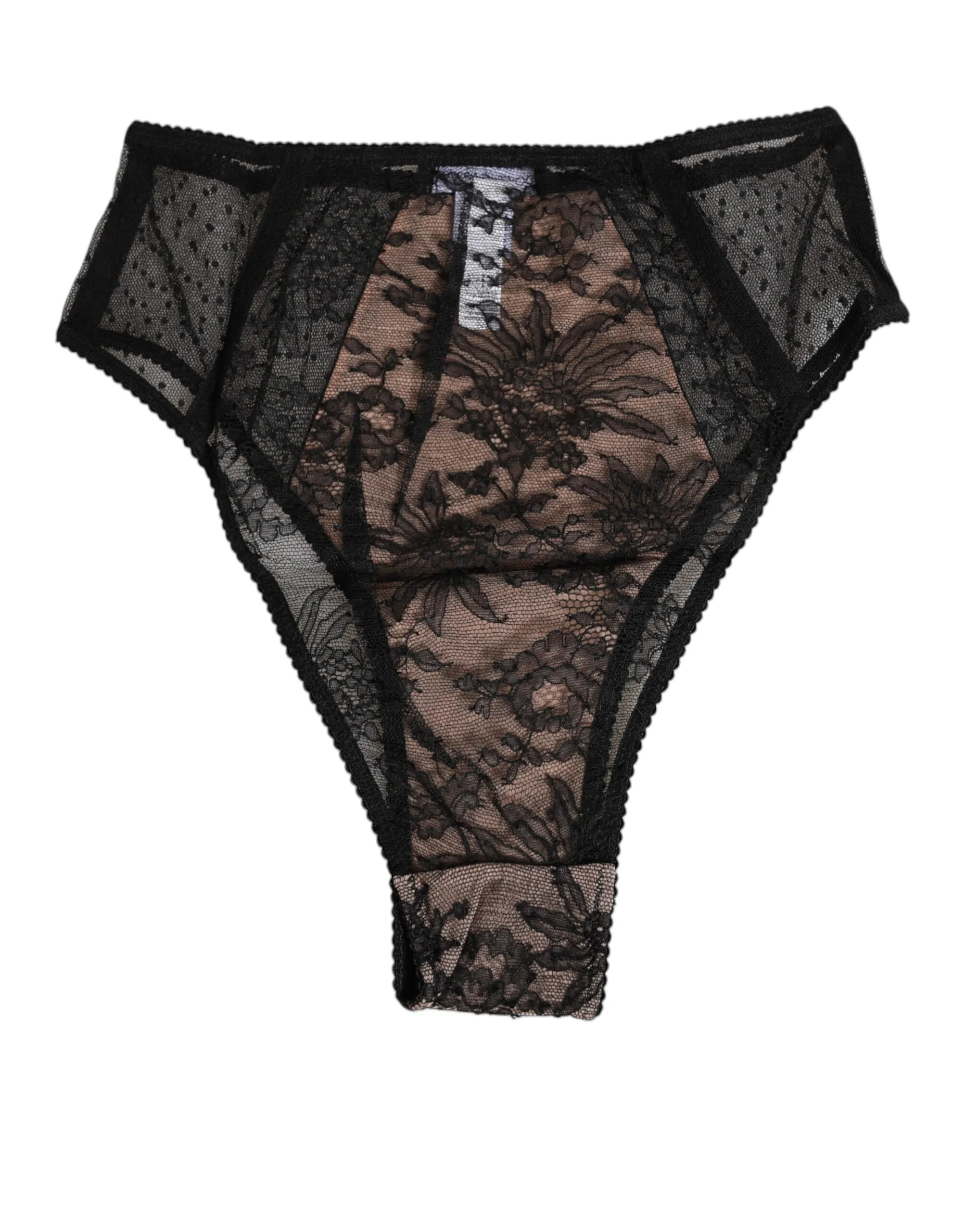 Dolce & Gabbana Black Floral Lace Sheer Mesh High Waist Underwear sold by Siebentaschen product image thumbnail 5