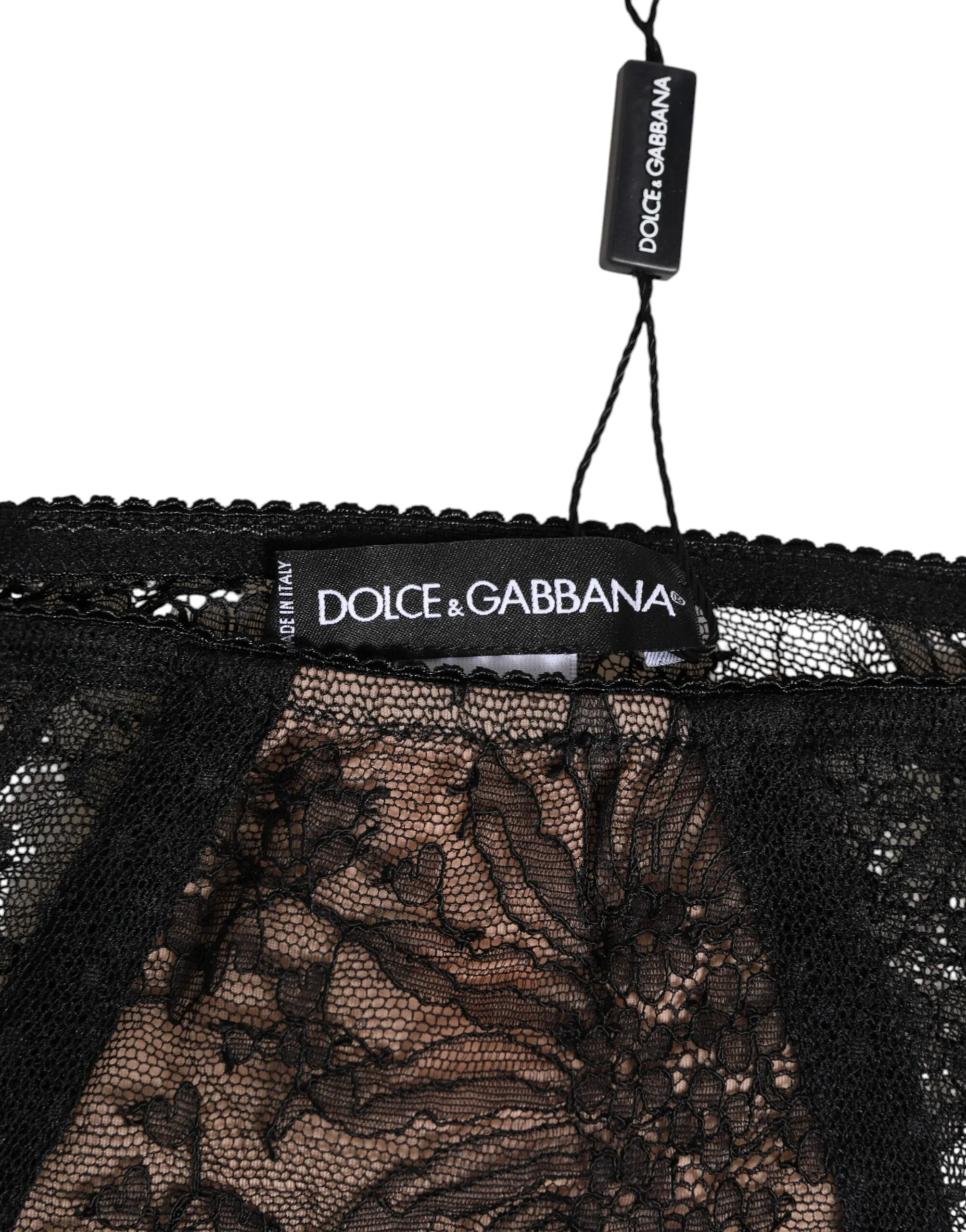Dolce & Gabbana Black Floral Lace Sheer Mesh High Waist Underwear sold by Siebentaschen product image thumbnail 4