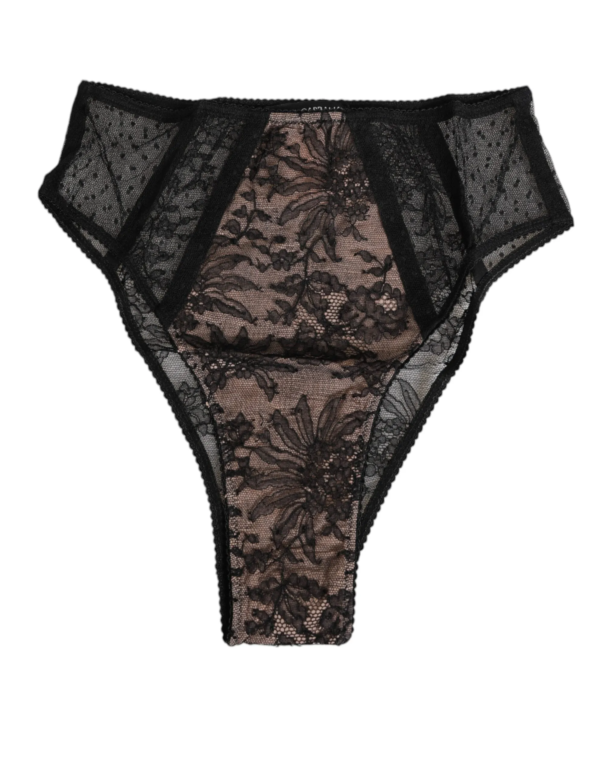 Dolce & Gabbana Black Floral Lace Sheer Mesh High Waist Underwear sold by Siebentaschen