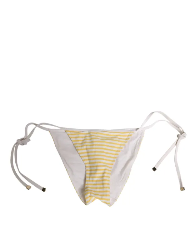 Dolce & Gabbana White Yellow Stripe Tie Side Logo Underwear sold by Siebentaschen