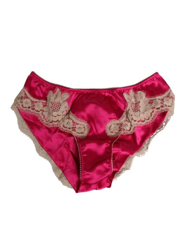 Dolce & Gabbana Pink Silk Satin Lace Trim New Slip Underwear sold by Siebentaschen