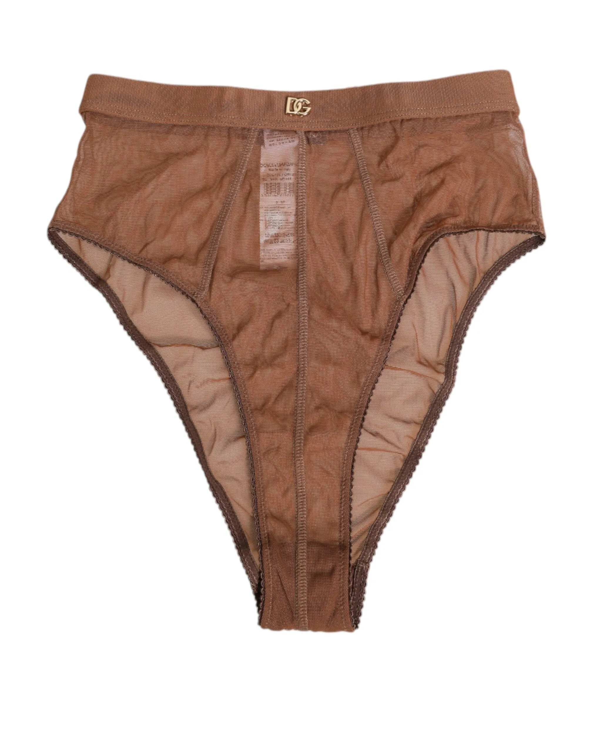 Dolce & Gabbana Brown Sheer Mesh High Waist Briefs Underwear sold by Siebentaschen