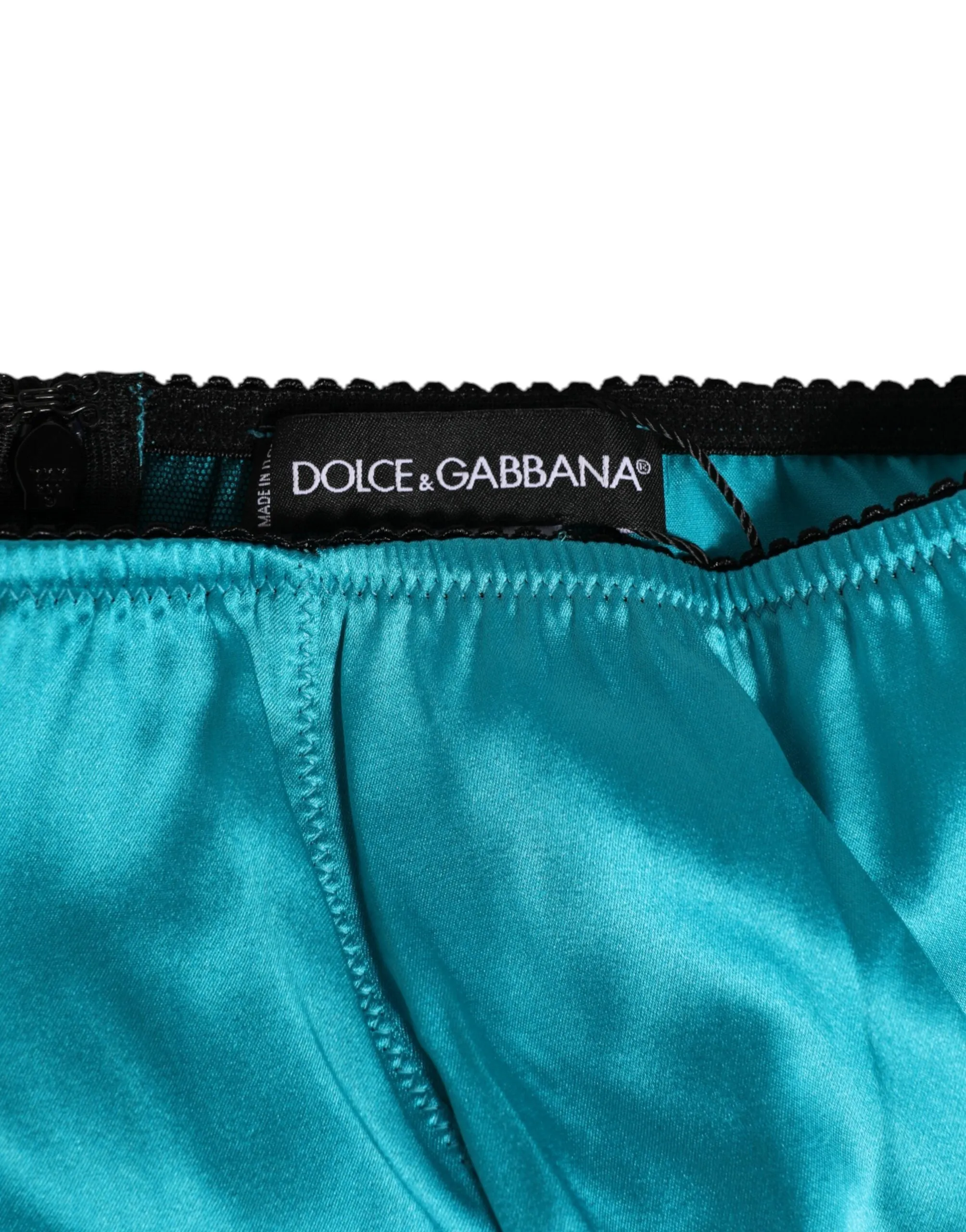Dolce & Gabbana Aqua Green Satin High-Waist Briefs Underwear sold by Siebentaschen product image thumbnail 3